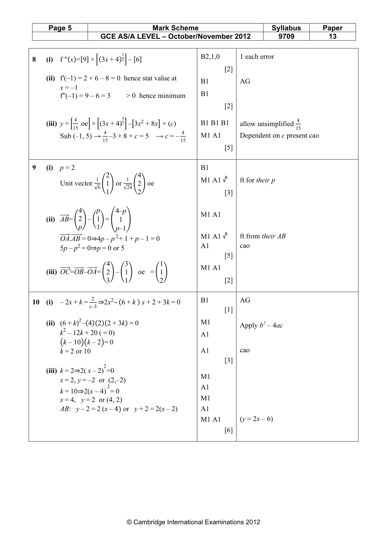 Mark scheme, page 5 of 6