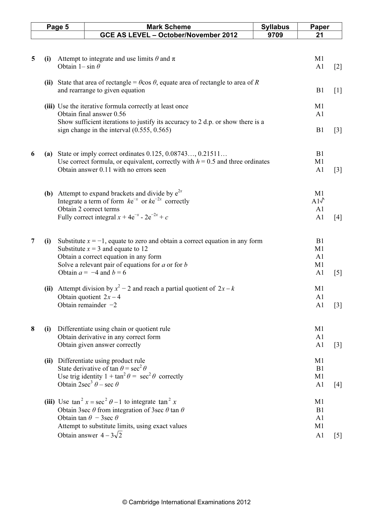 Mark scheme, page 5 of 5