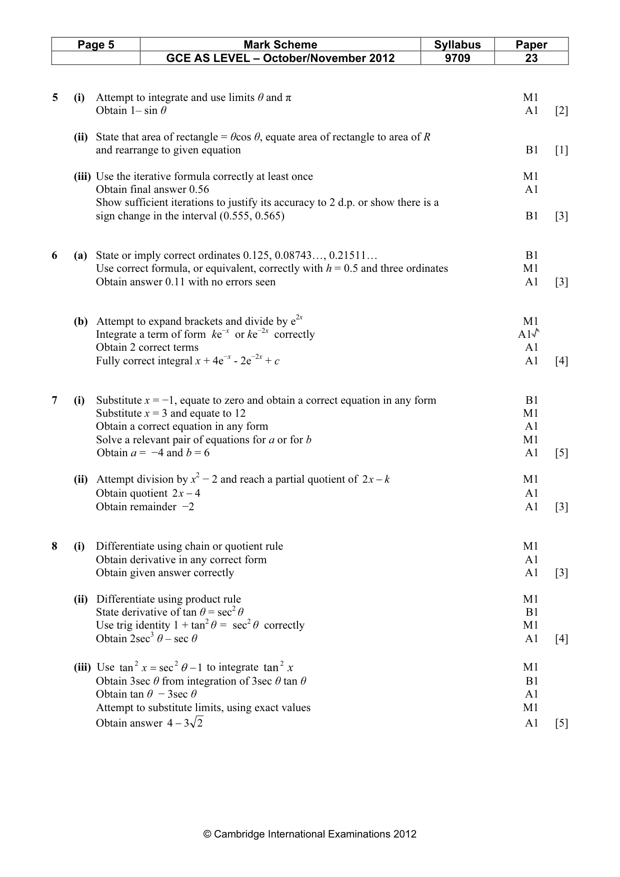 Mark scheme, page 5 of 5