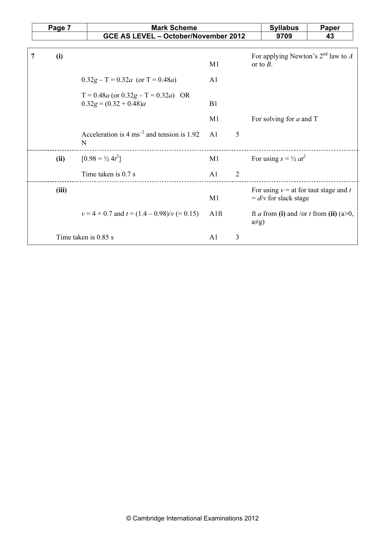 Mark scheme, page 7 of 7