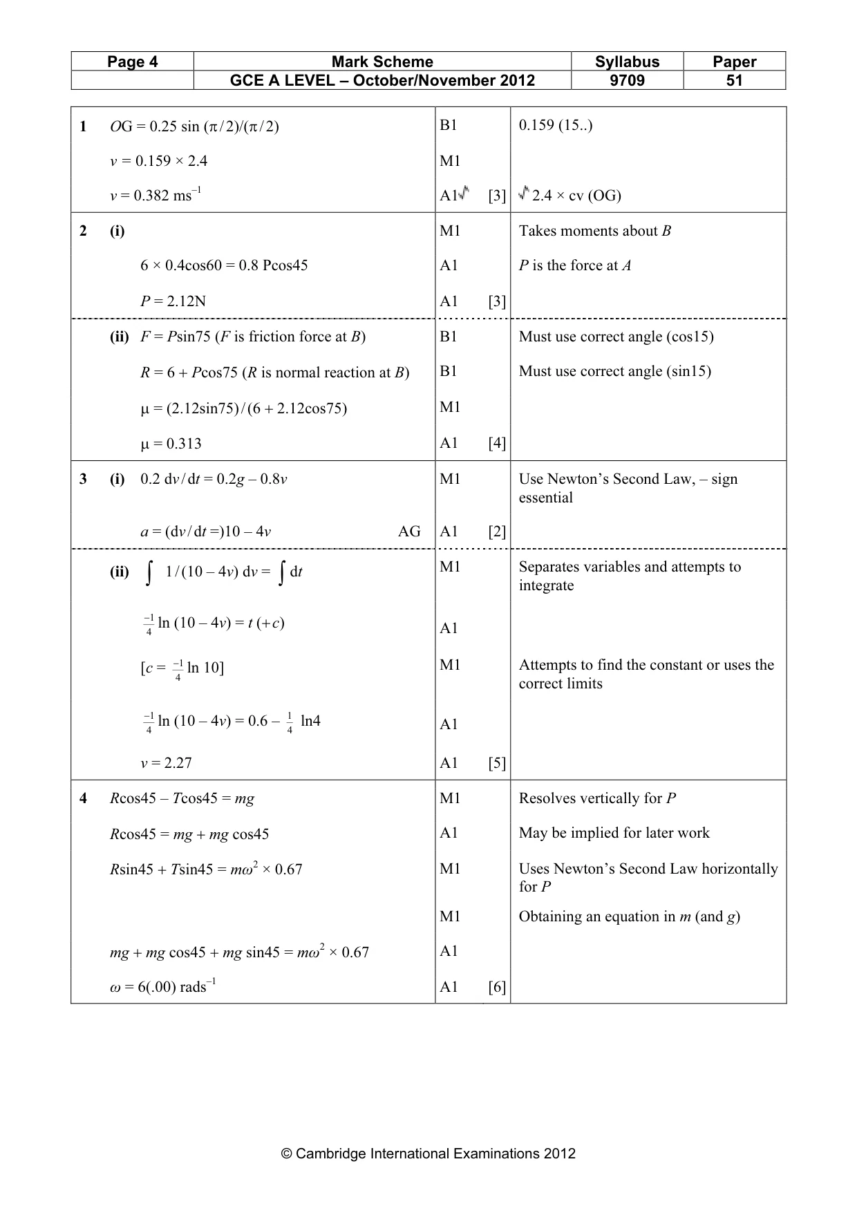 Mark scheme, page 4 of 6