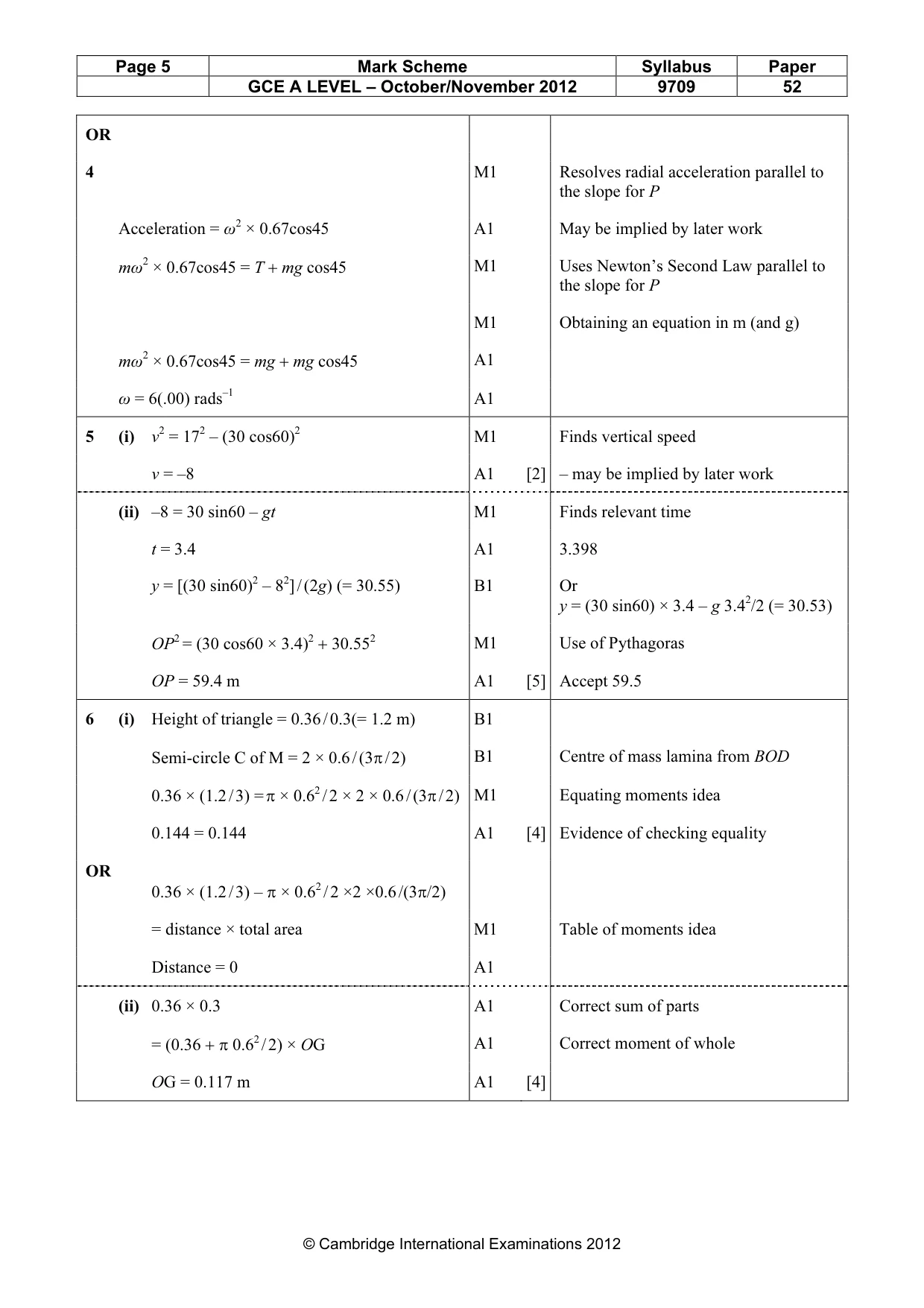 Mark scheme, page 5 of 6