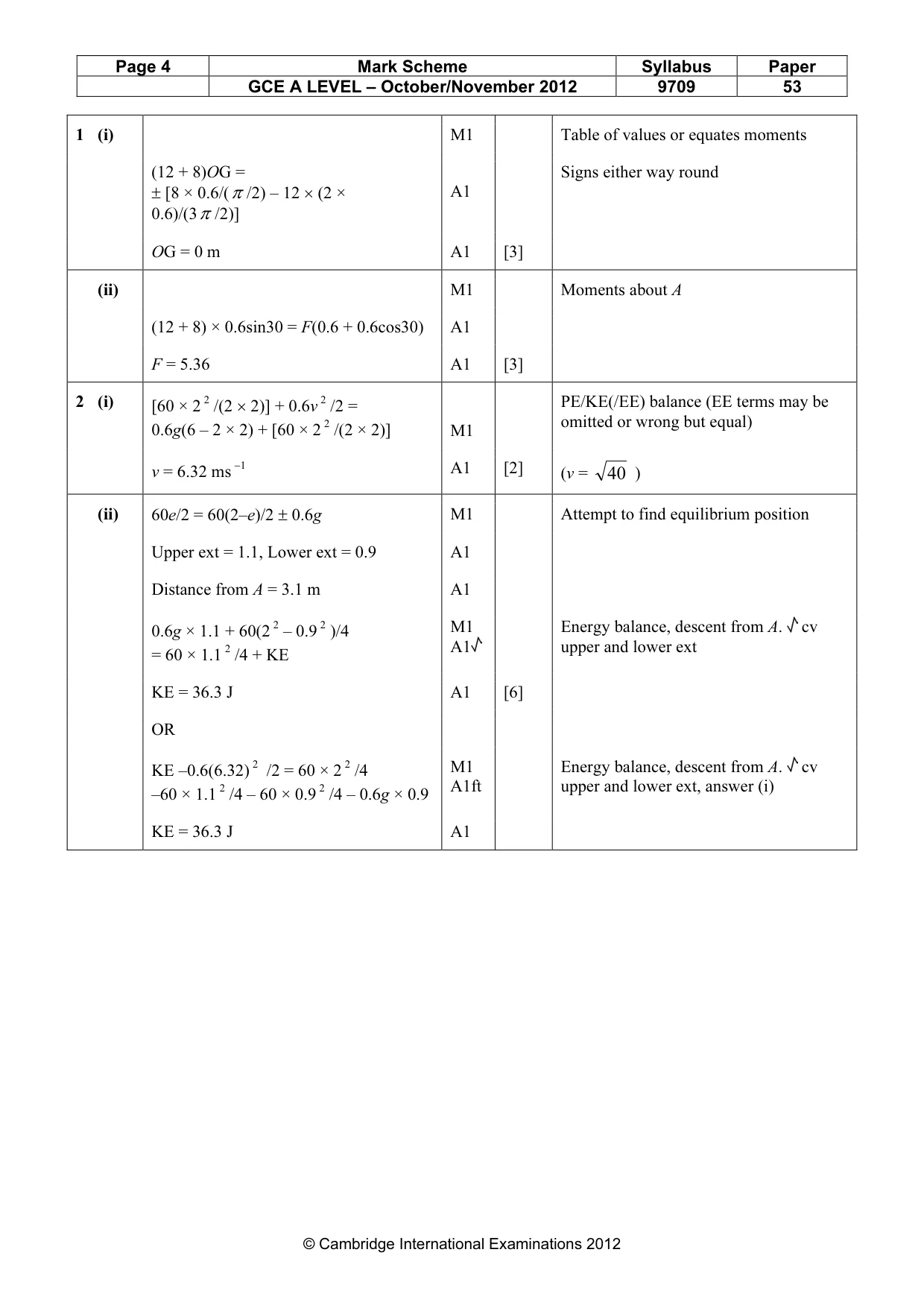 Mark scheme, page 4 of 6