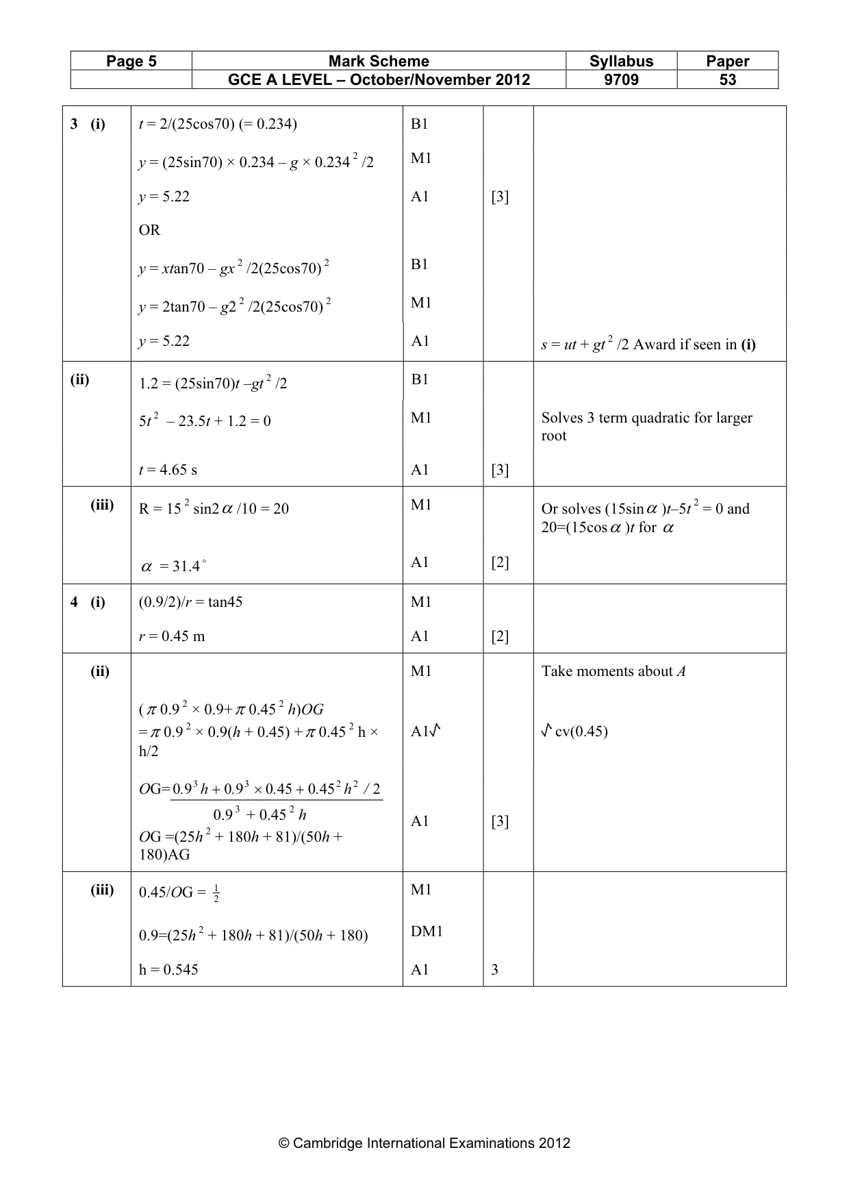 Mark scheme, page 5 of 6