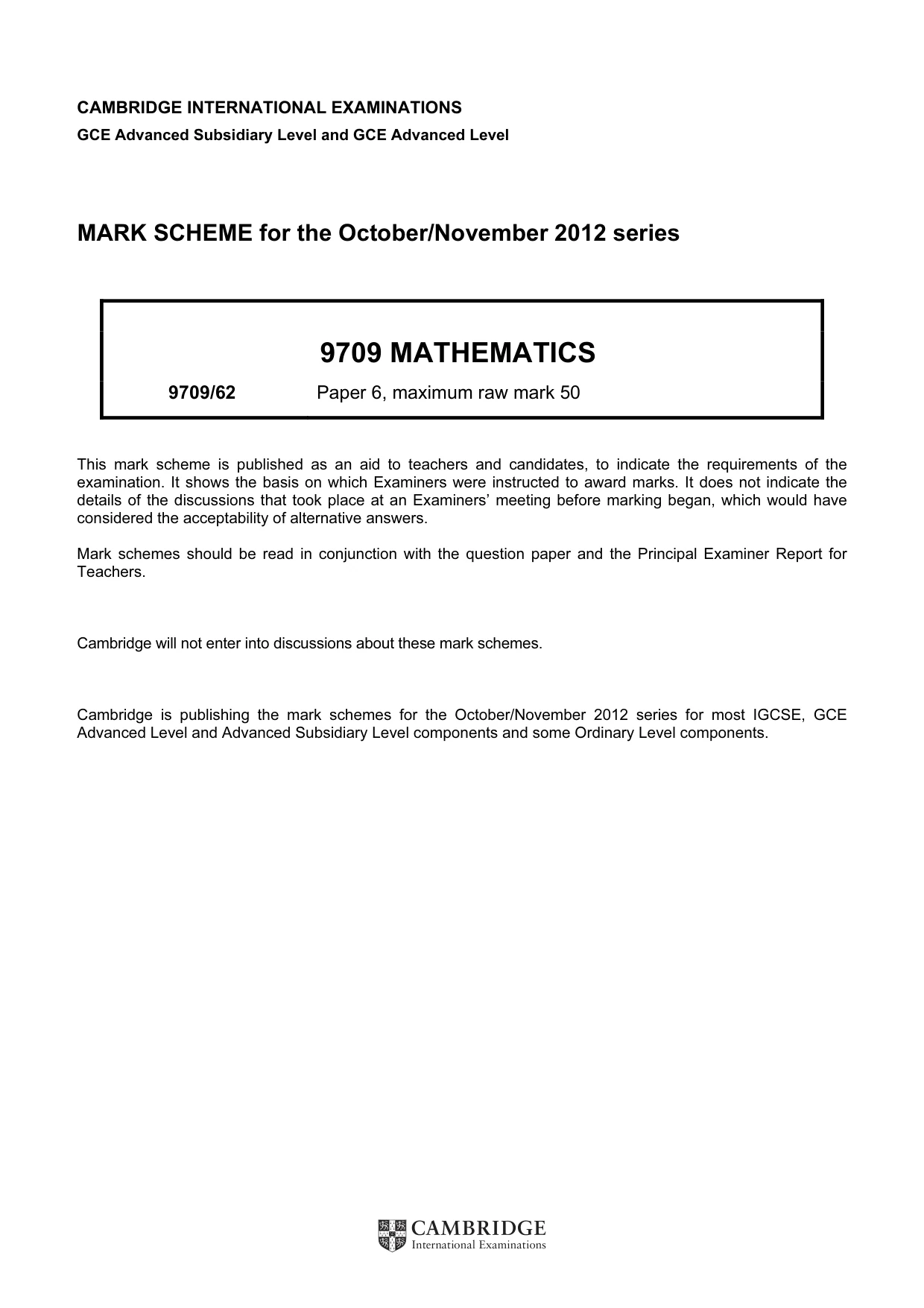 Mark scheme, page 1 of 6