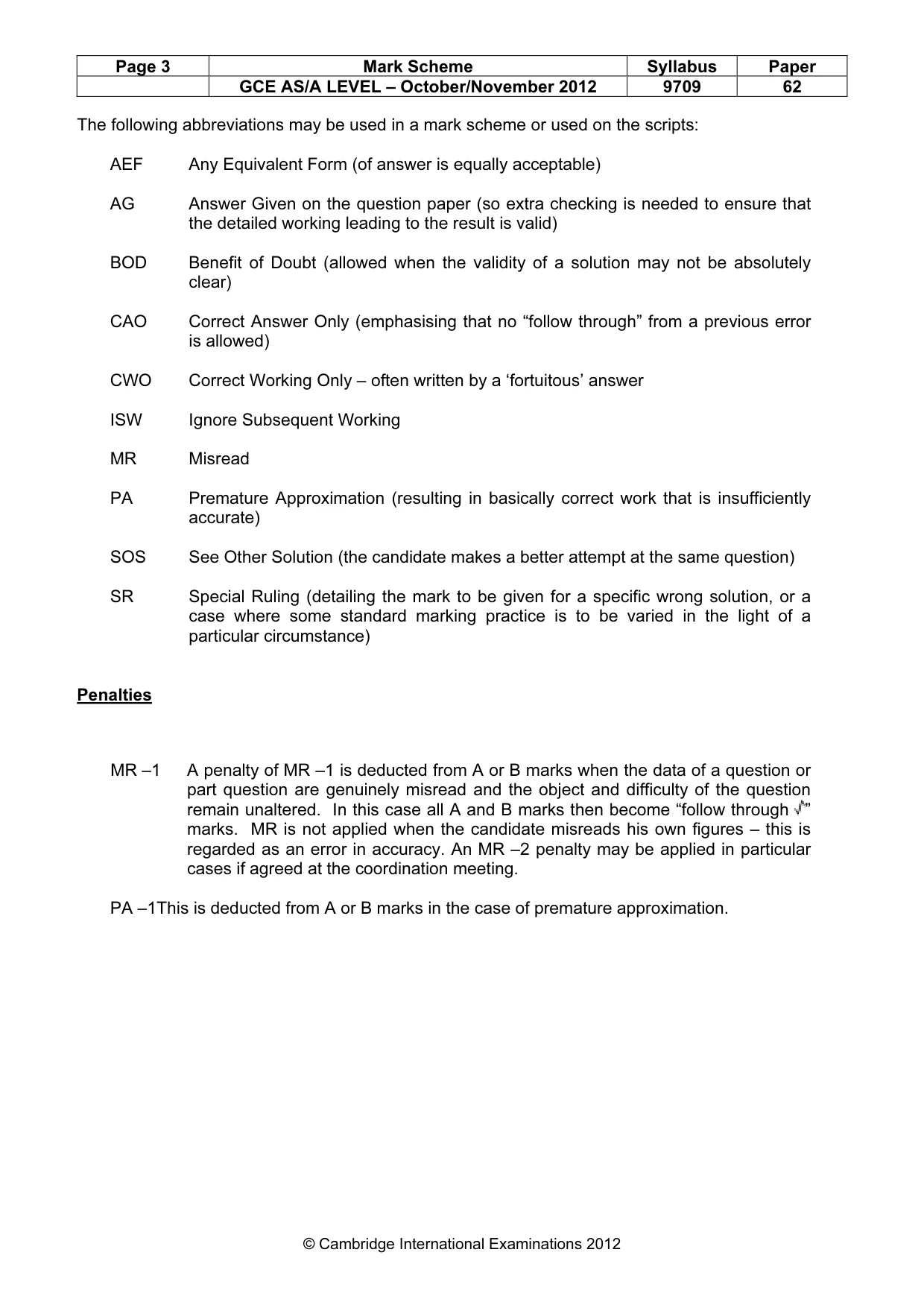 Mark scheme, page 3 of 6