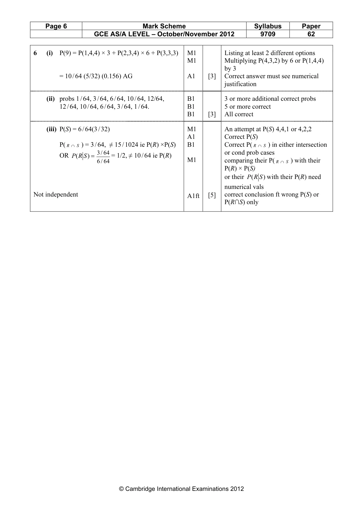 Mark scheme, page 6 of 6