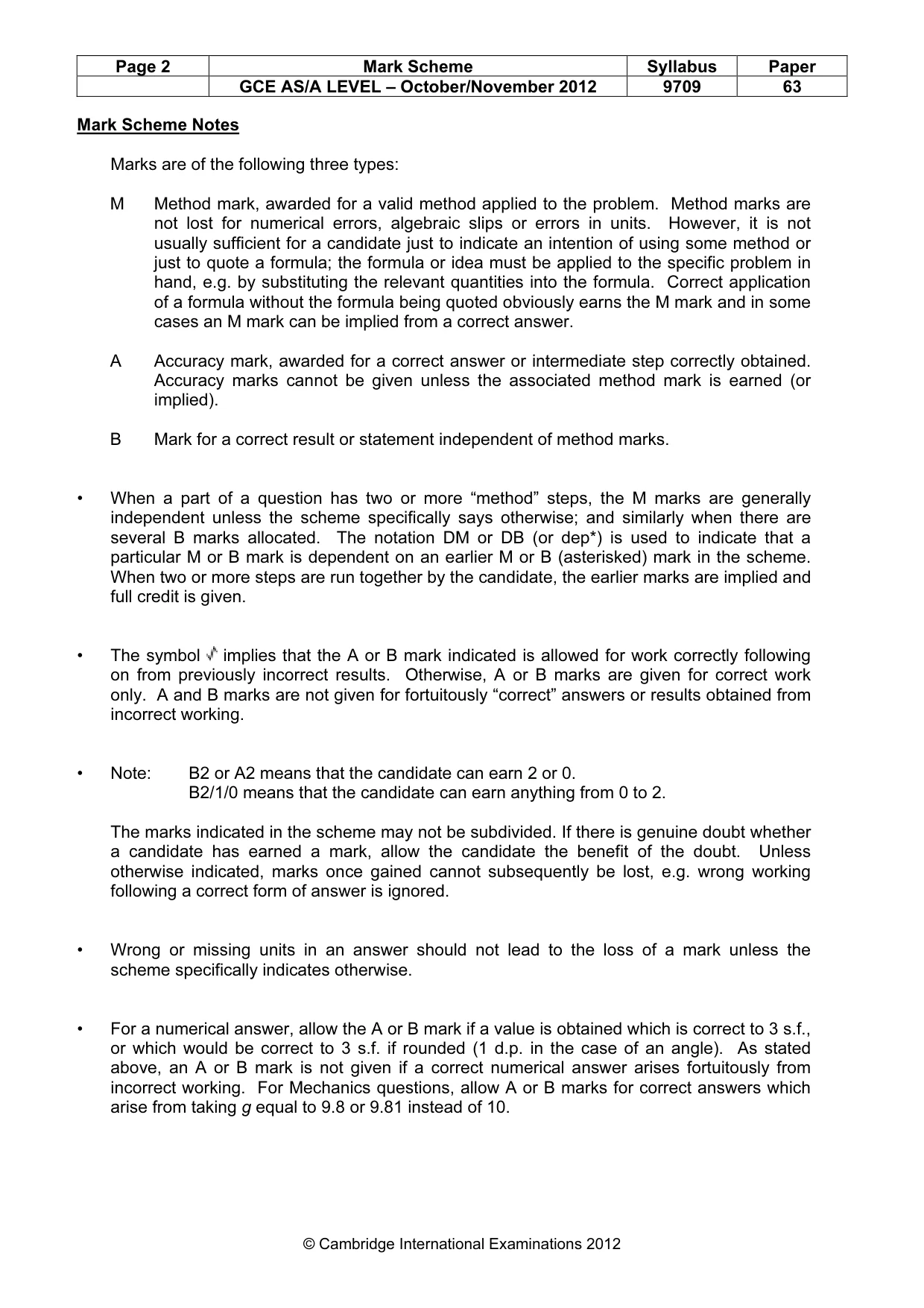 Mark scheme, page 2 of 6