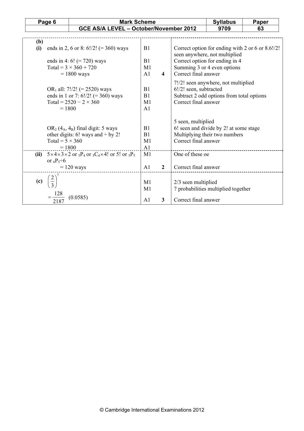 Mark scheme, page 6 of 6