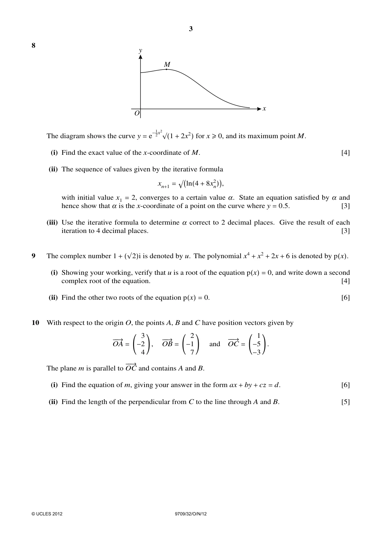 Cambridge A Level Mathematics 9709 2012 Oct/Nov Paper 3 · Variant 2 question paper, page 3 of 4