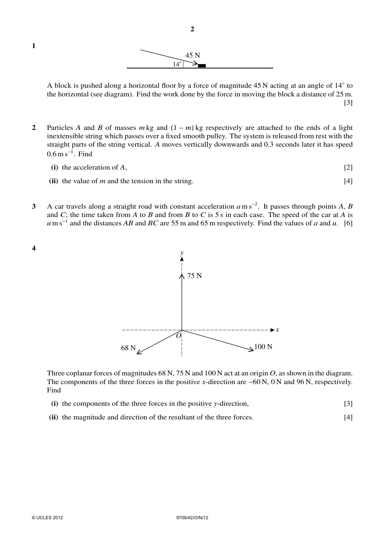 Cambridge A Level Mathematics 9709 2012 Oct/Nov Paper 4 · Variant 2 question paper, page 2 of 4