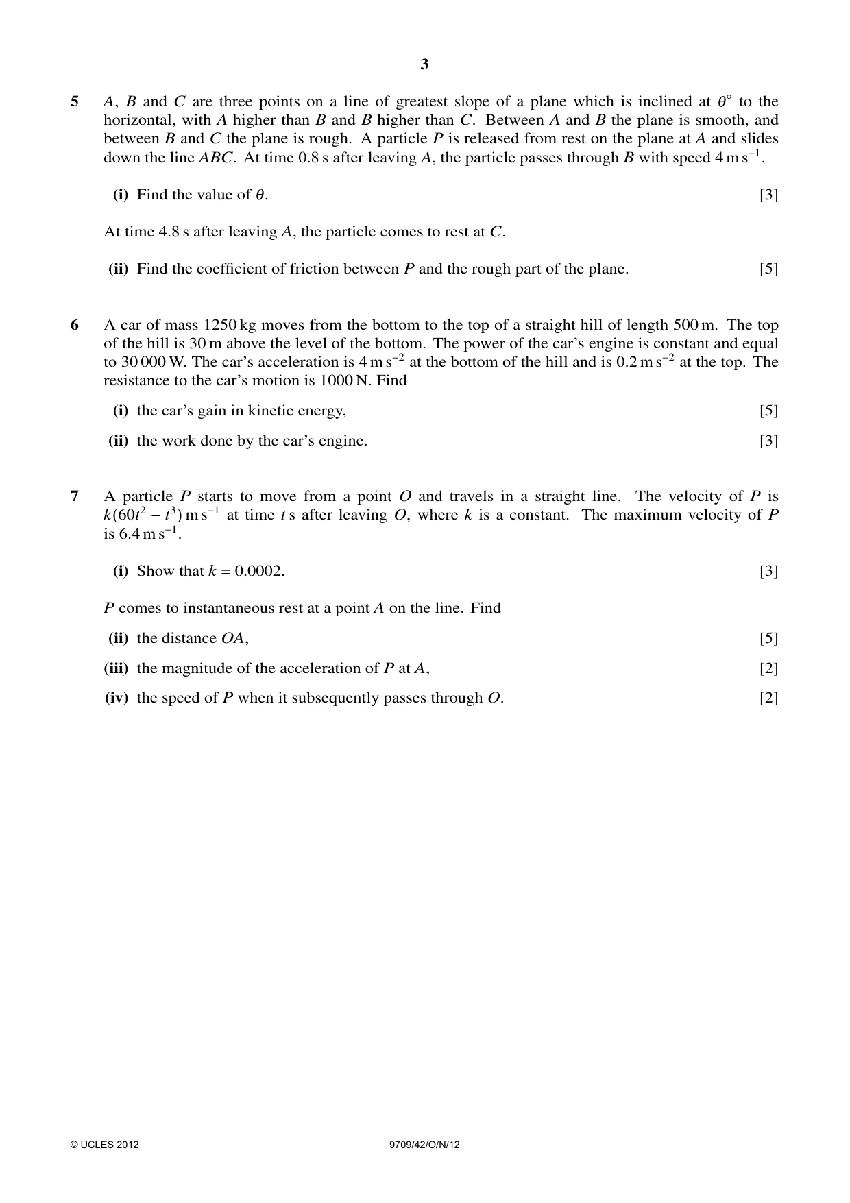 Cambridge A Level Mathematics 9709 2012 Oct/Nov Paper 4 · Variant 2 question paper, page 3 of 4
