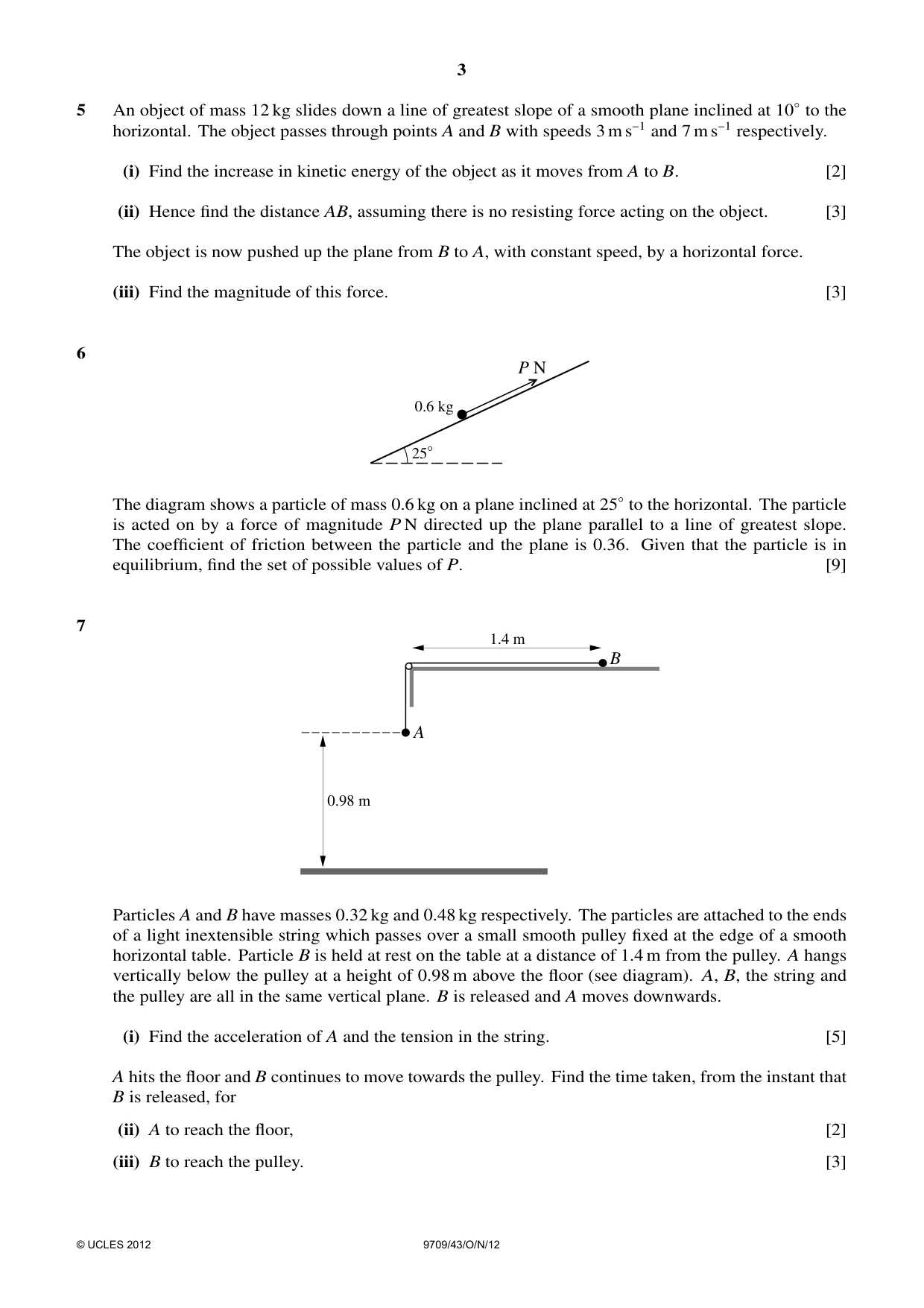 Cambridge A Level Mathematics 9709 2012 Oct/Nov Paper 4 · Variant 3 question paper, page 3 of 4
