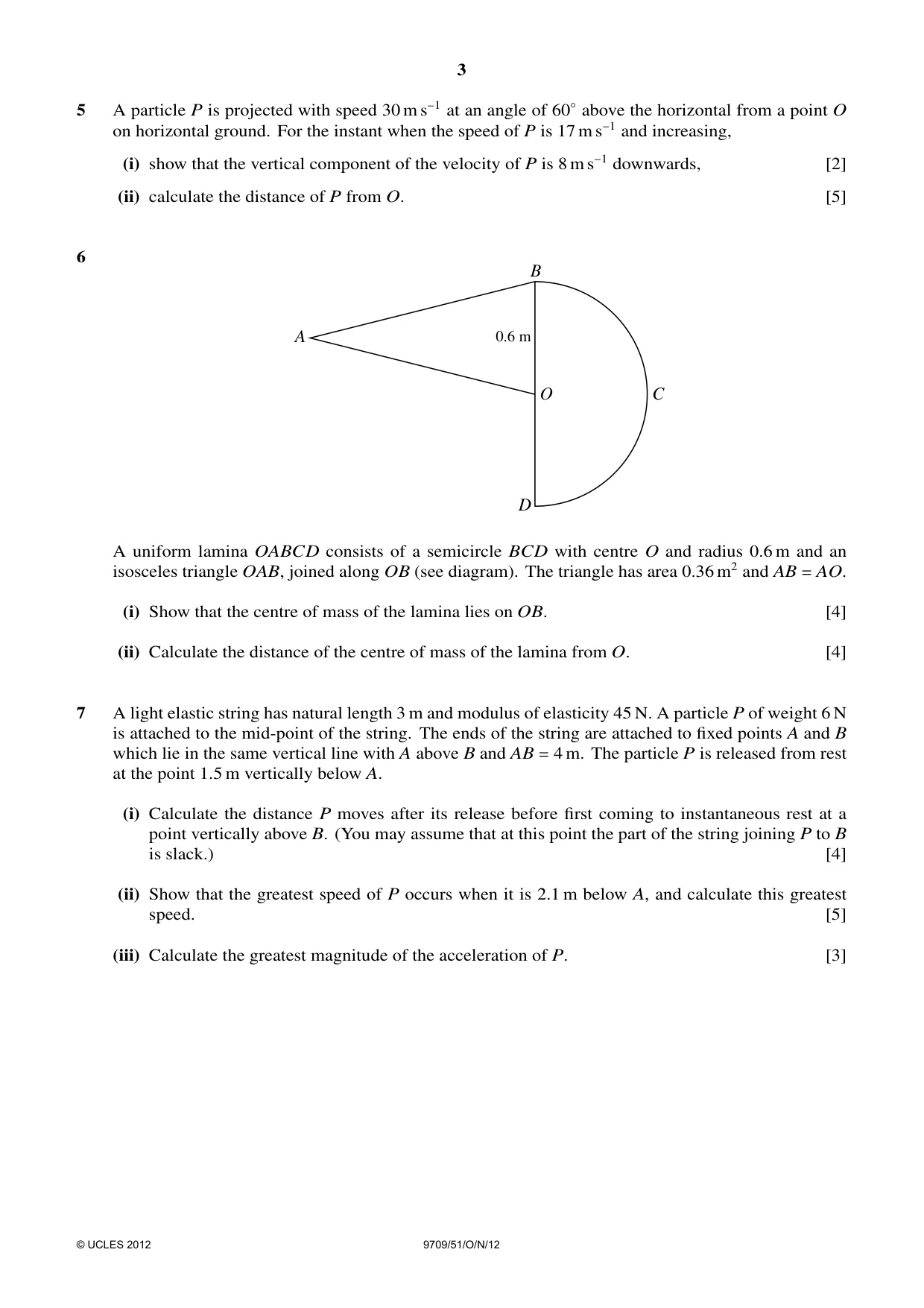Cambridge A Level Mathematics 9709 2012 Oct/Nov Paper 5 · Variant 1 question paper, page 3 of 4