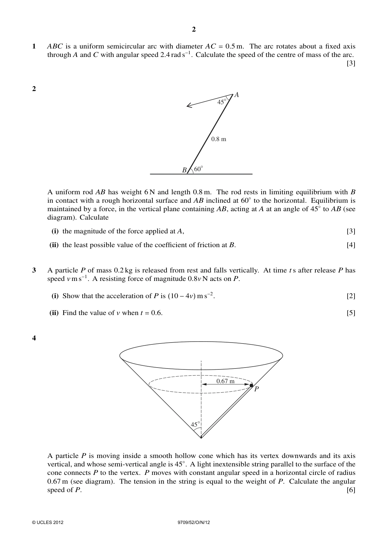 Cambridge A Level Mathematics 9709 2012 Oct/Nov Paper 5 · Variant 2 question paper, page 2 of 4