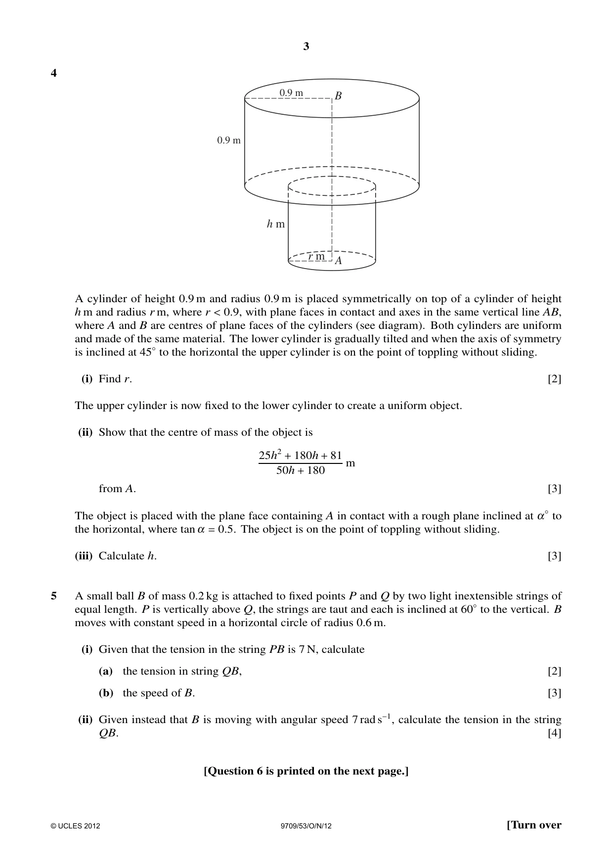 Cambridge A Level Mathematics 9709 2012 Oct/Nov Paper 5 · Variant 3 question paper, page 3 of 4