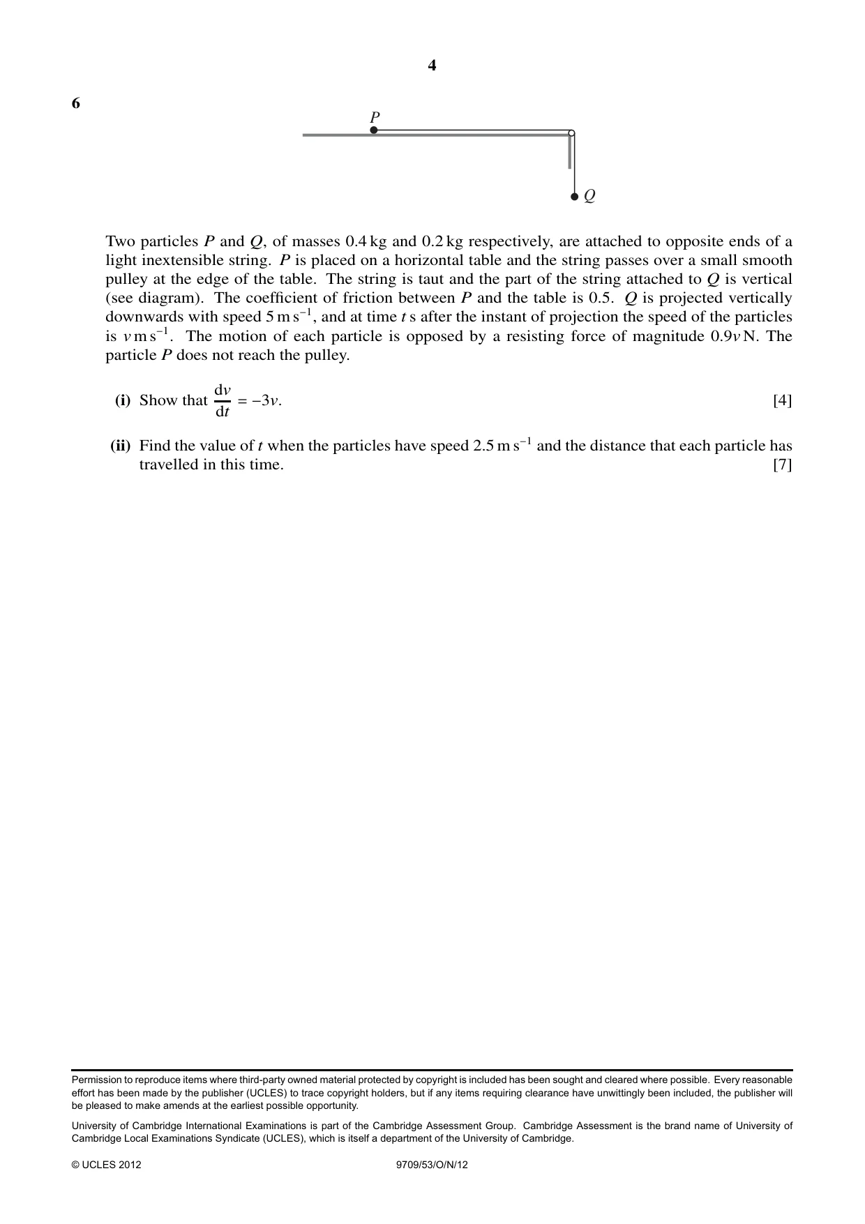 Cambridge A Level Mathematics 9709 2012 Oct/Nov Paper 5 · Variant 3 question paper, page 4 of 4