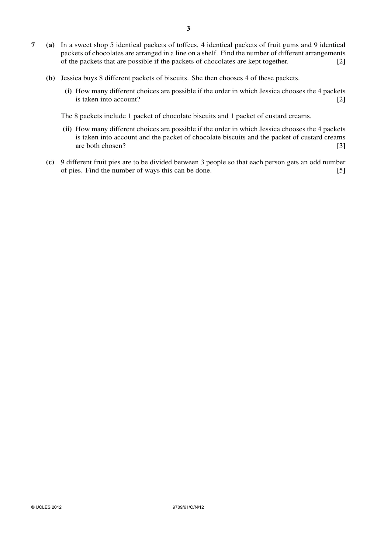 Cambridge A Level Mathematics 9709 2012 Oct/Nov Paper 6 · Variant 1 question paper, page 3 of 4