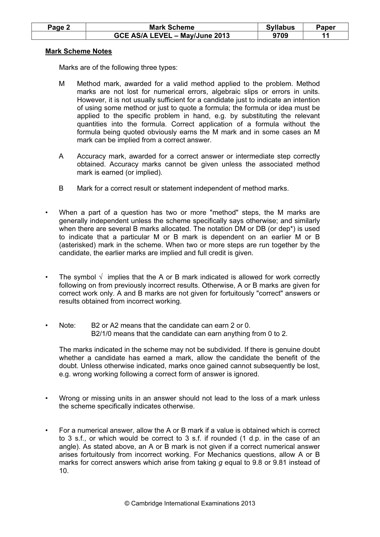Mark scheme, page 2 of 7