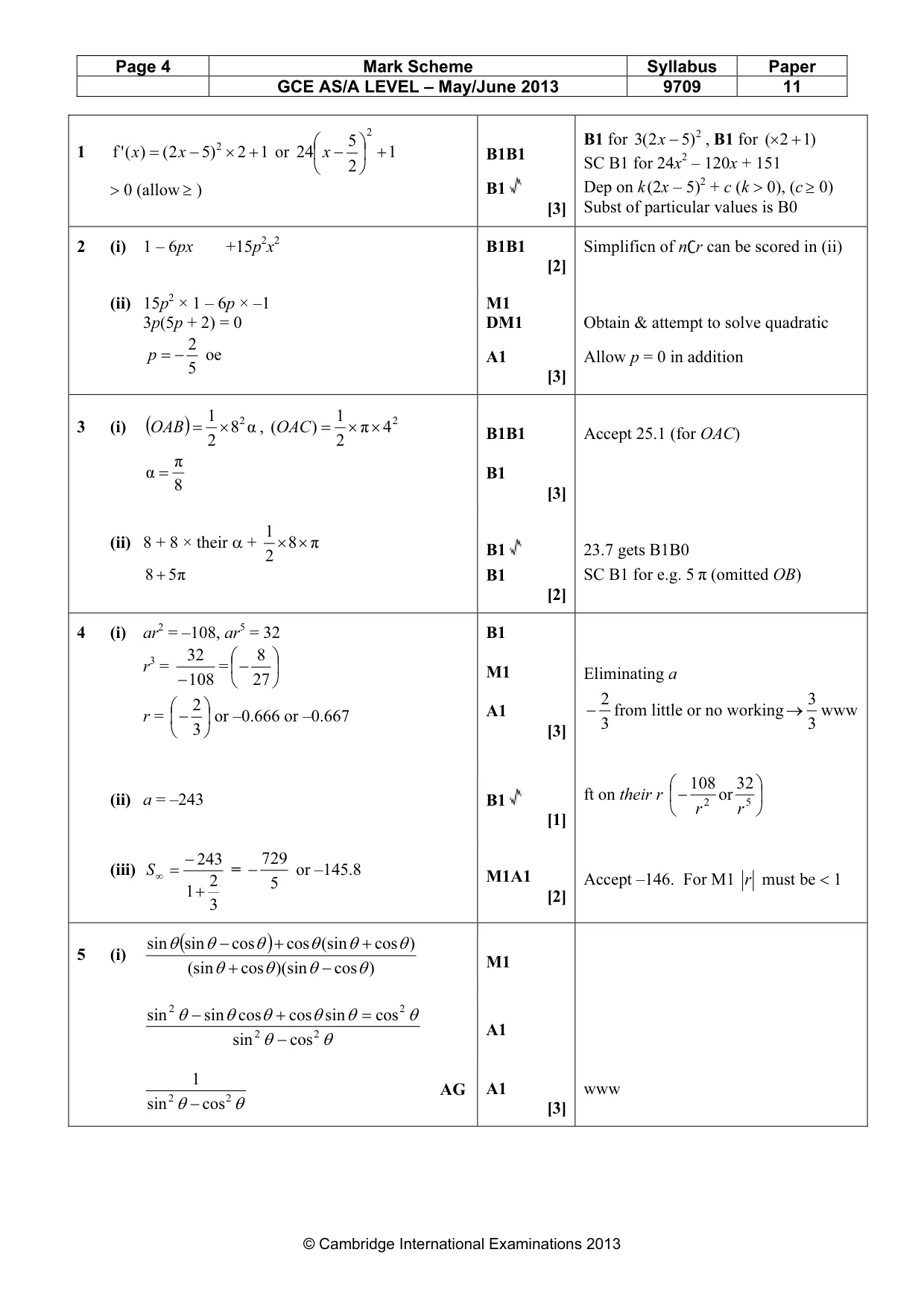 Mark scheme, page 4 of 7