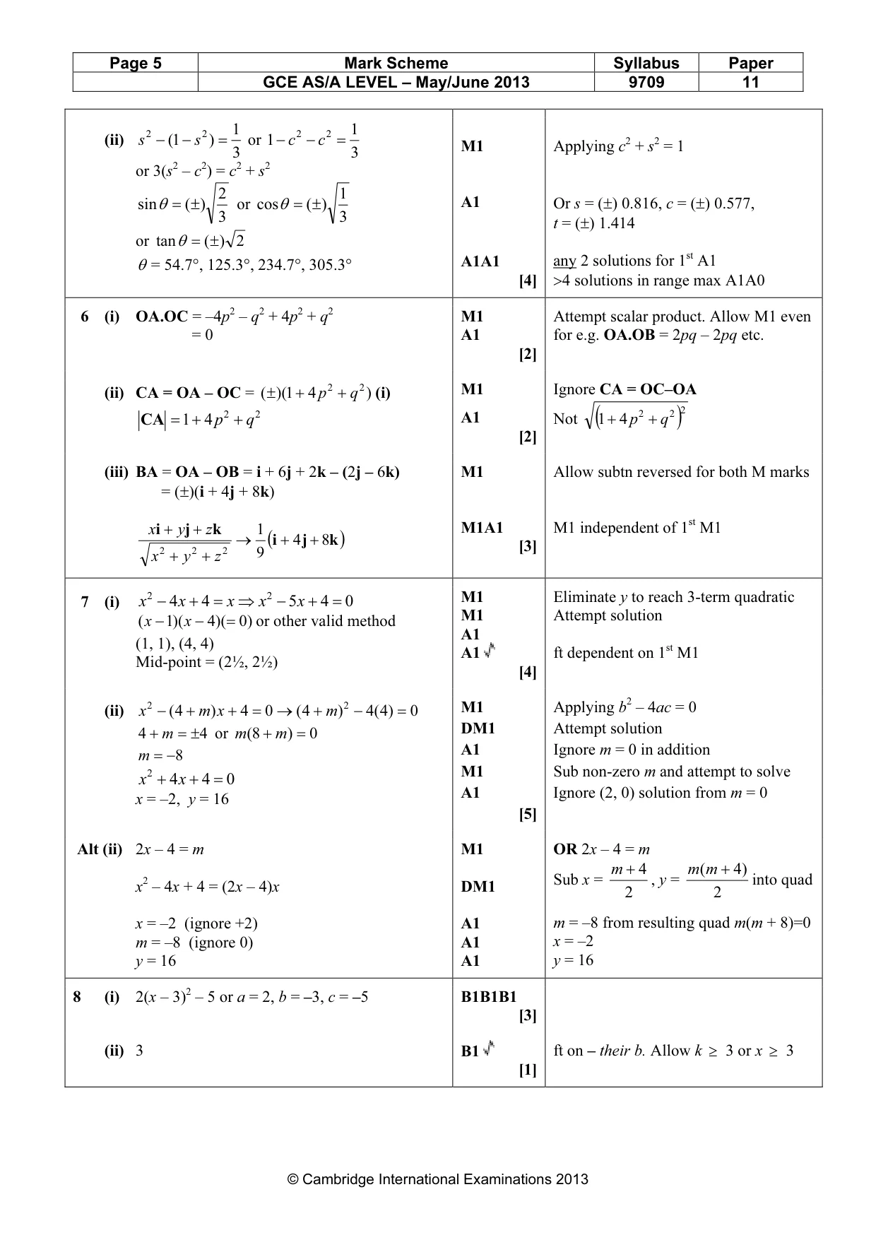 Mark scheme, page 5 of 7