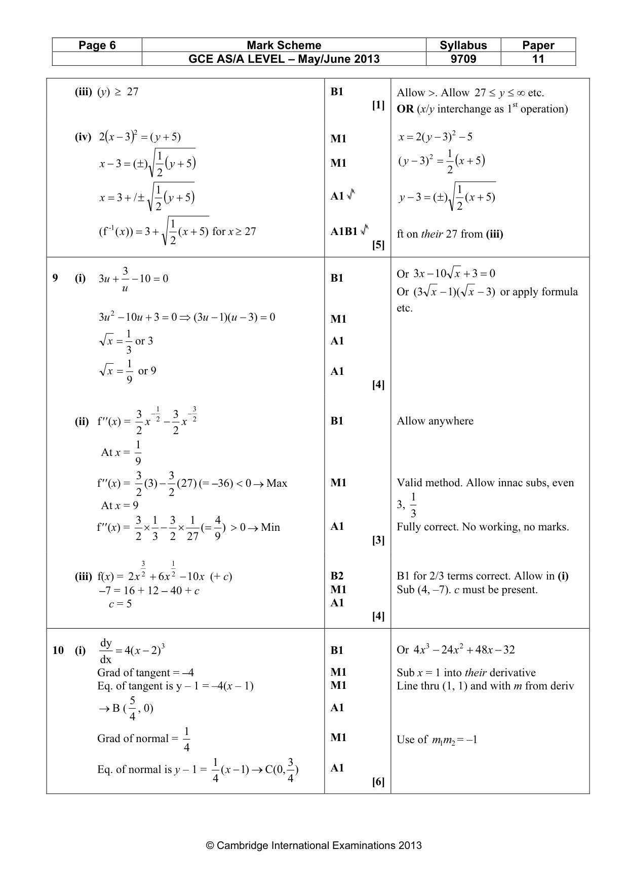 Mark scheme, page 6 of 7