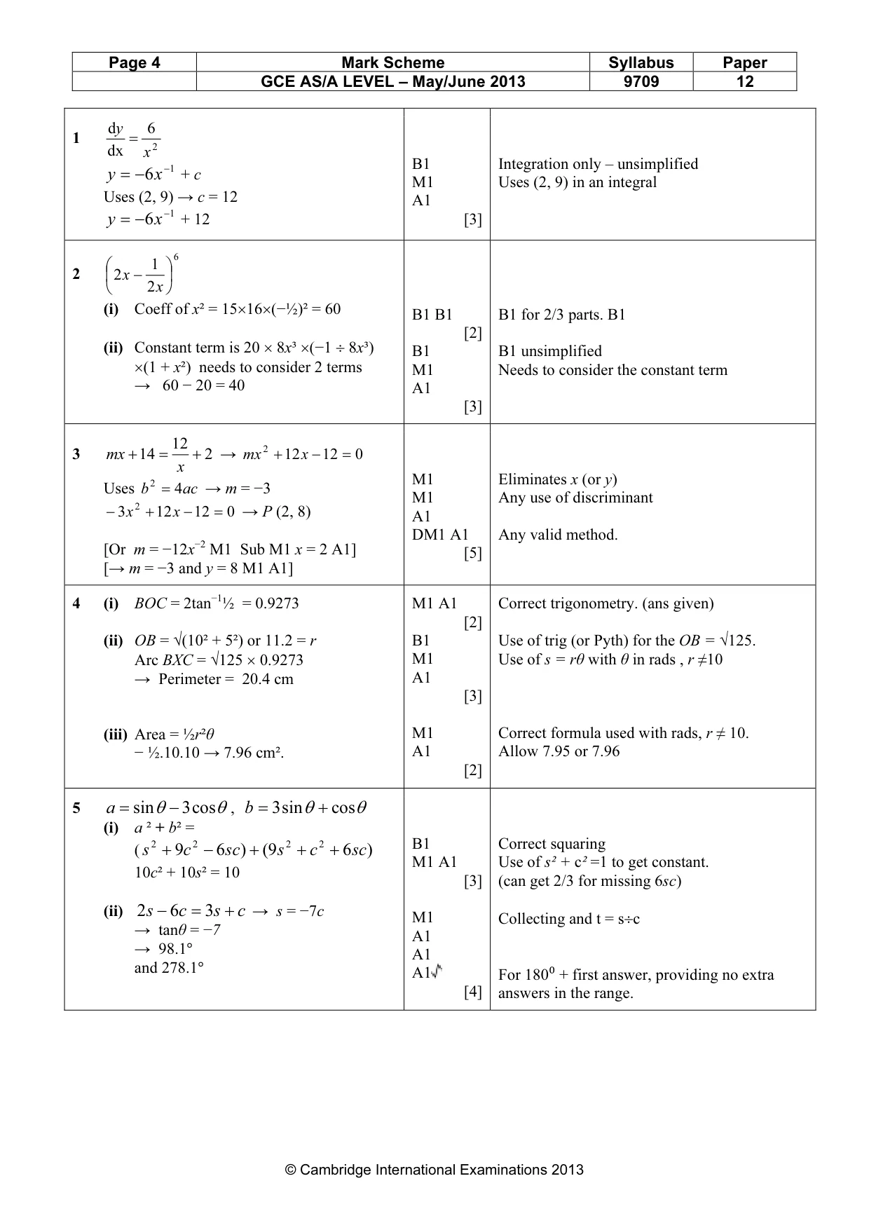 Mark scheme, page 4 of 6