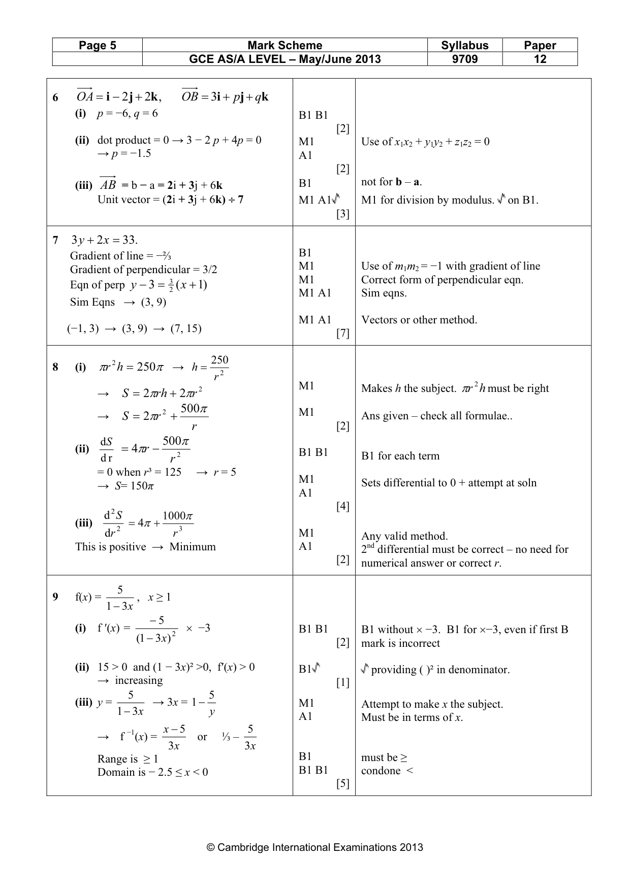 Mark scheme, page 5 of 6