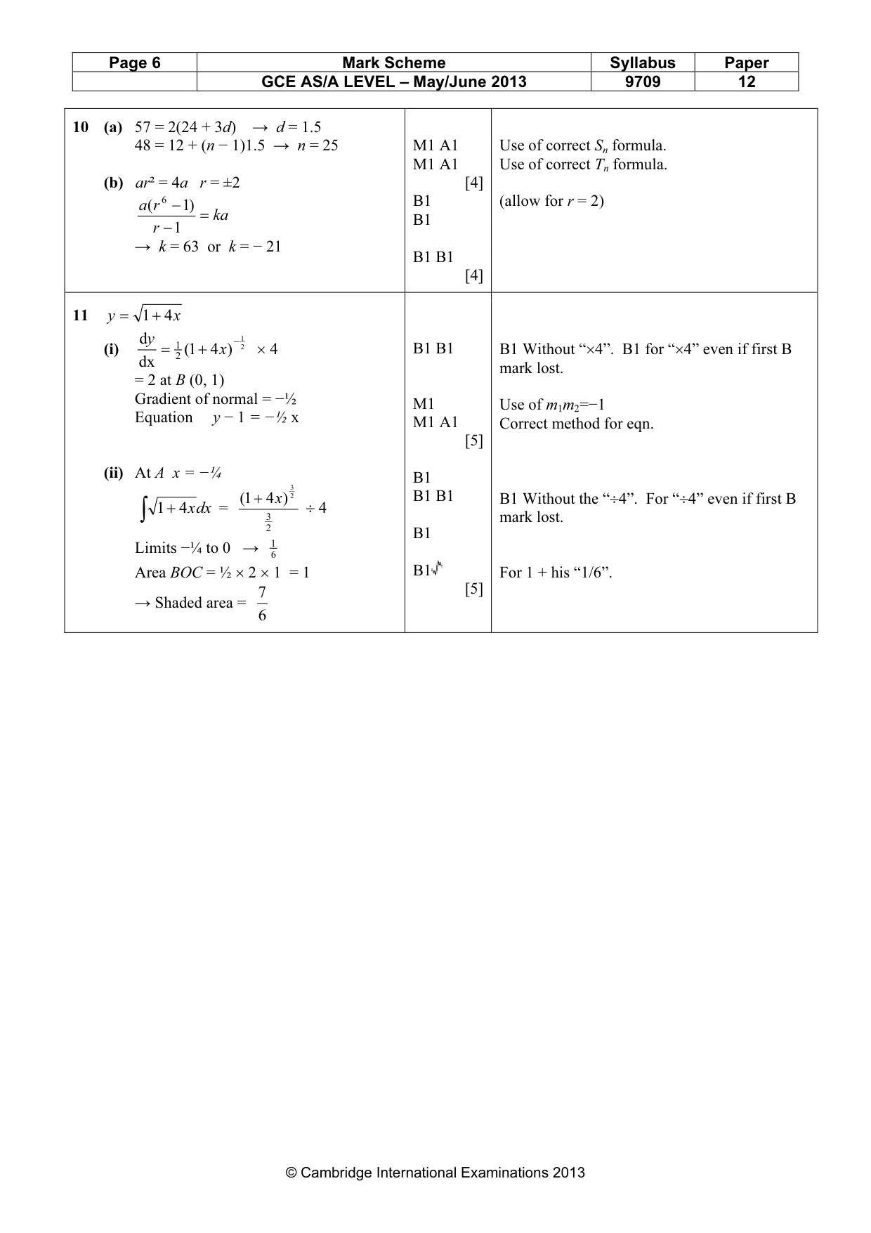 Mark scheme, page 6 of 6