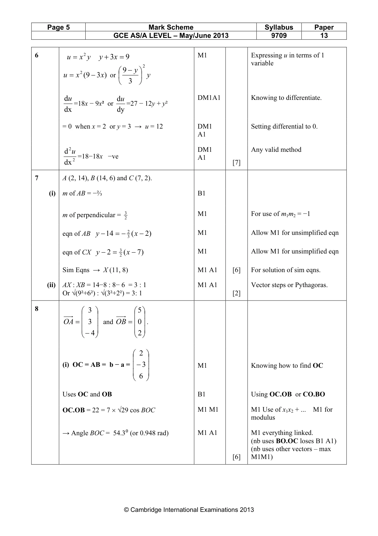 Mark scheme, page 5 of 7