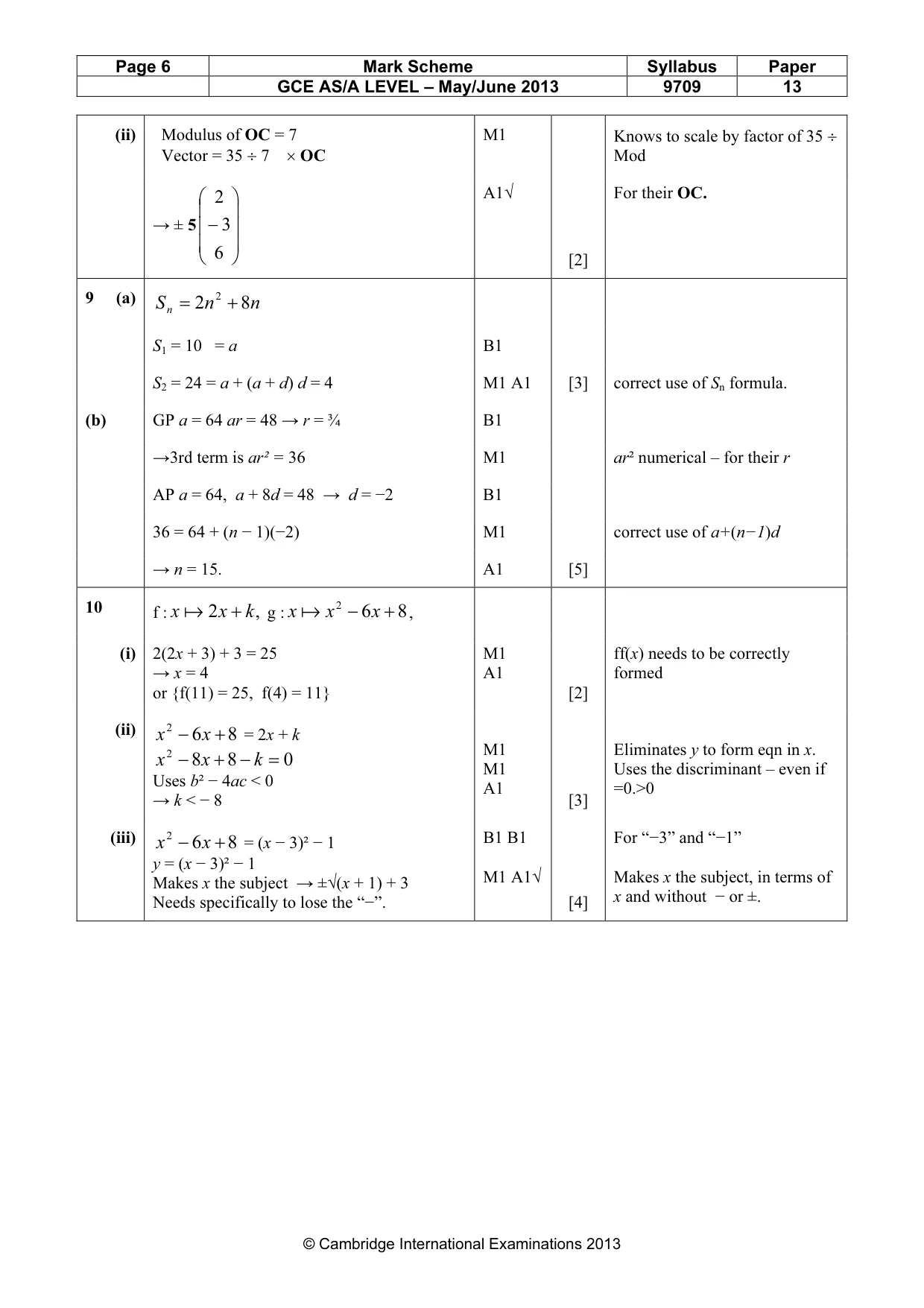 Mark scheme, page 6 of 7