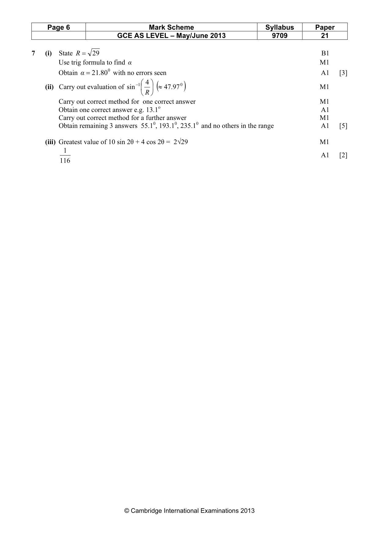 Mark scheme, page 6 of 6