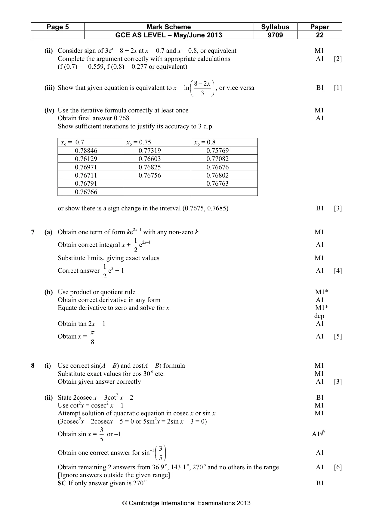 Mark scheme, page 5 of 5