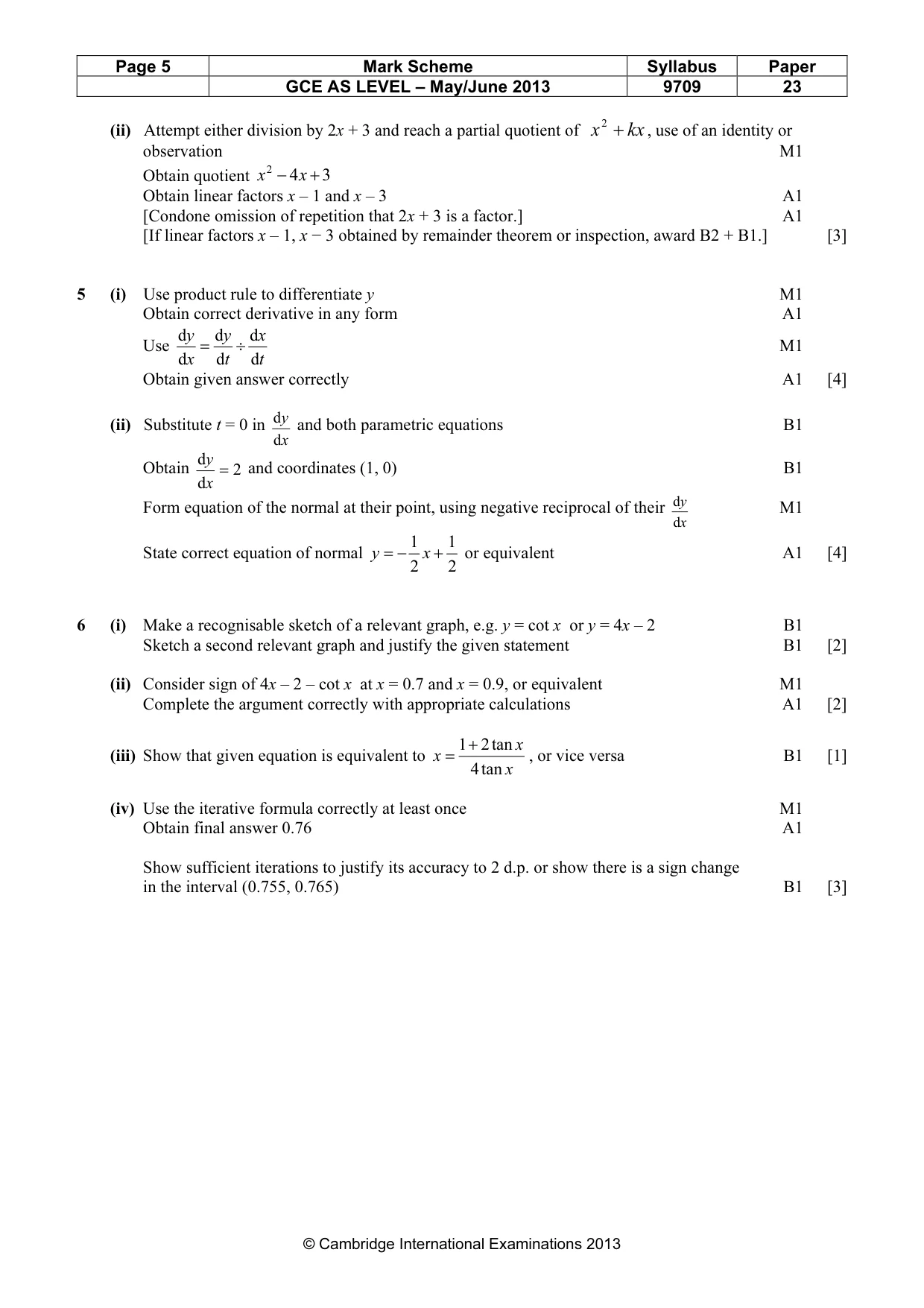 Mark scheme, page 5 of 6