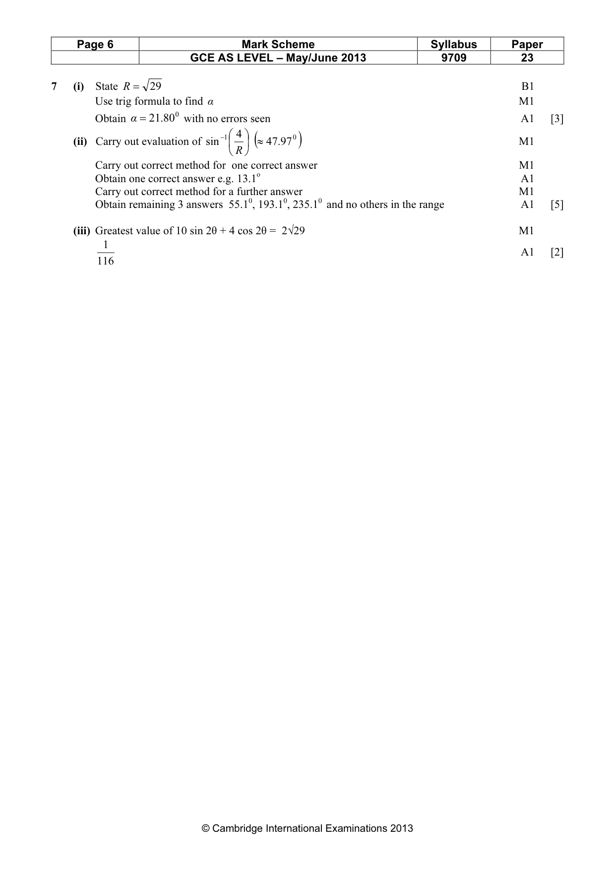 Mark scheme, page 6 of 6