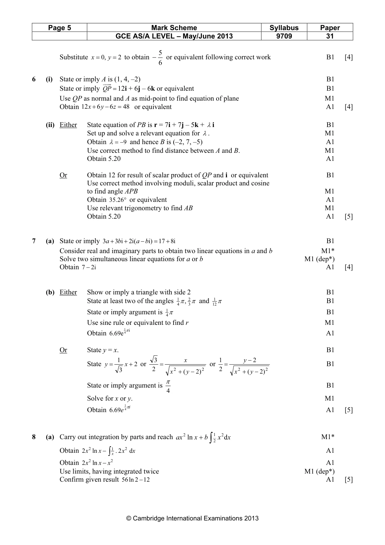 Mark scheme, page 5 of 6