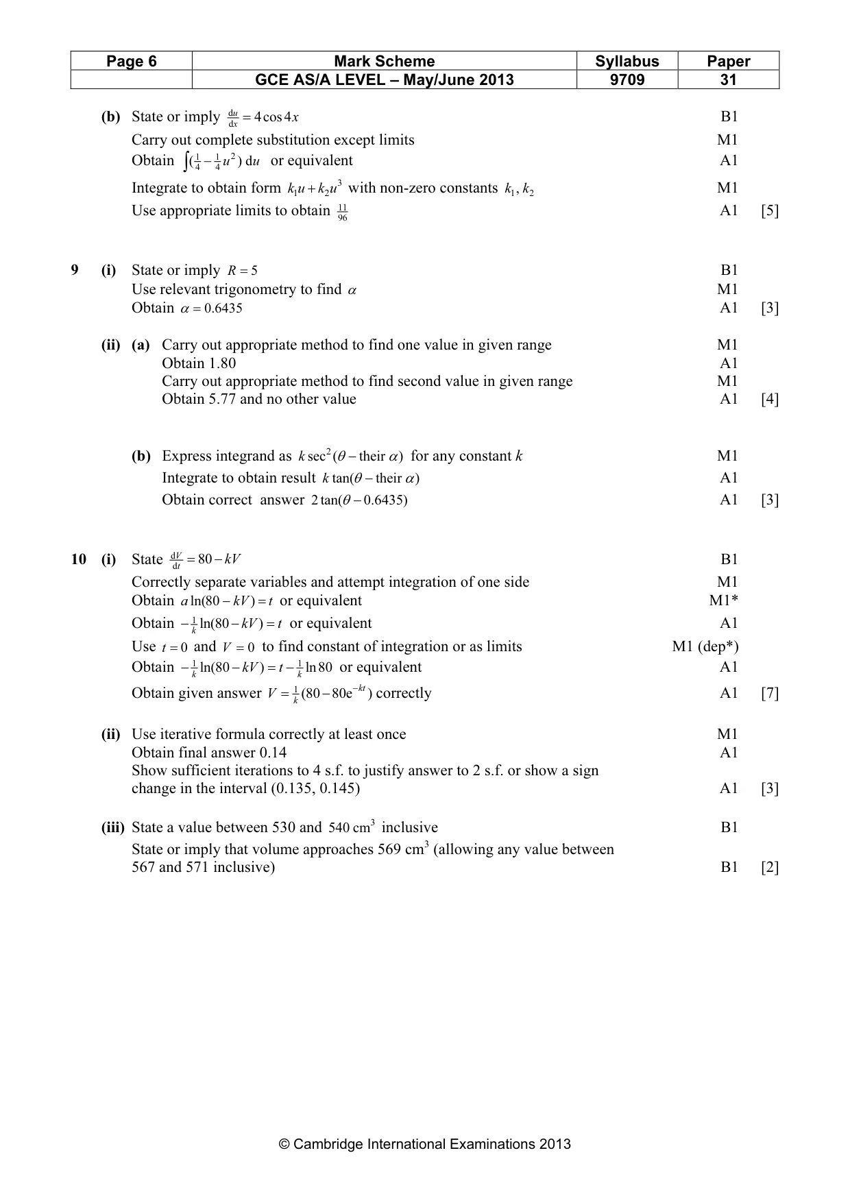 Mark scheme, page 6 of 6