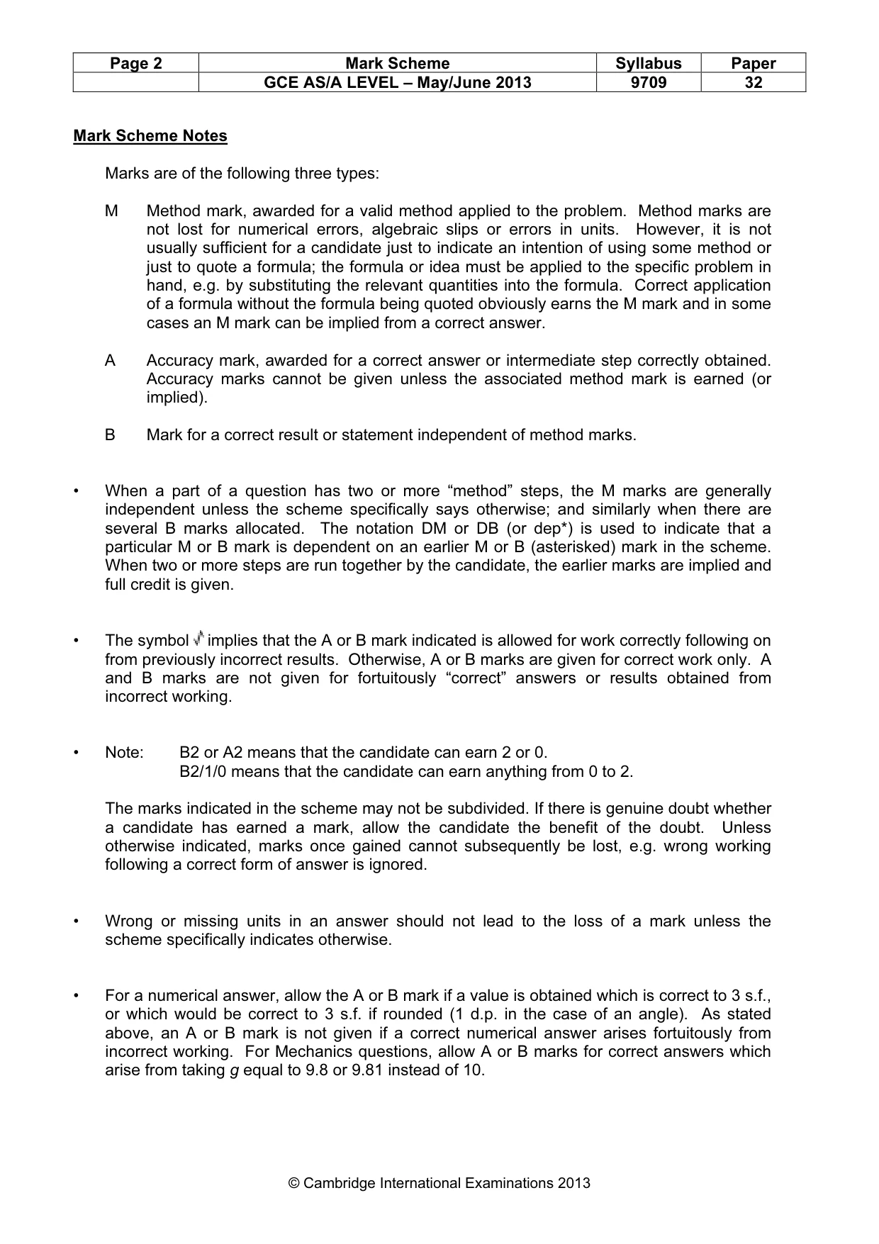 Mark scheme, page 2 of 7