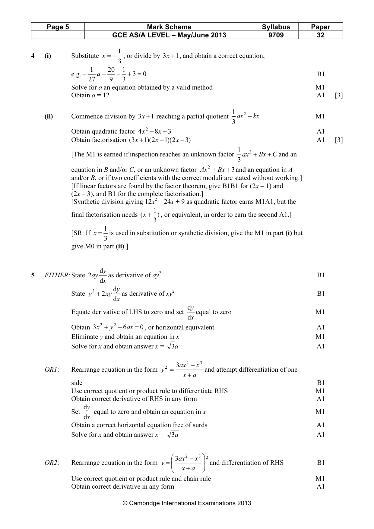 Mark scheme, page 5 of 7
