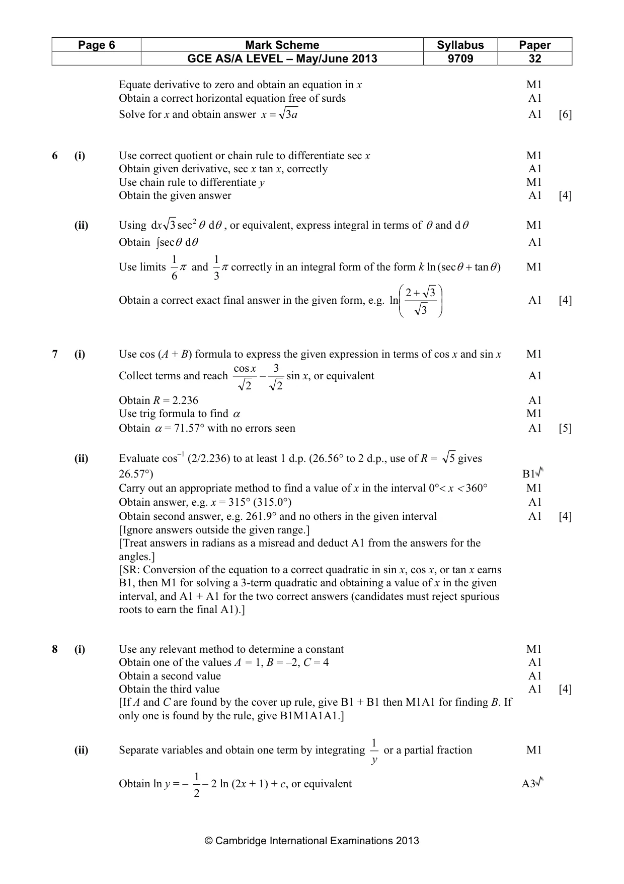 Mark scheme, page 6 of 7