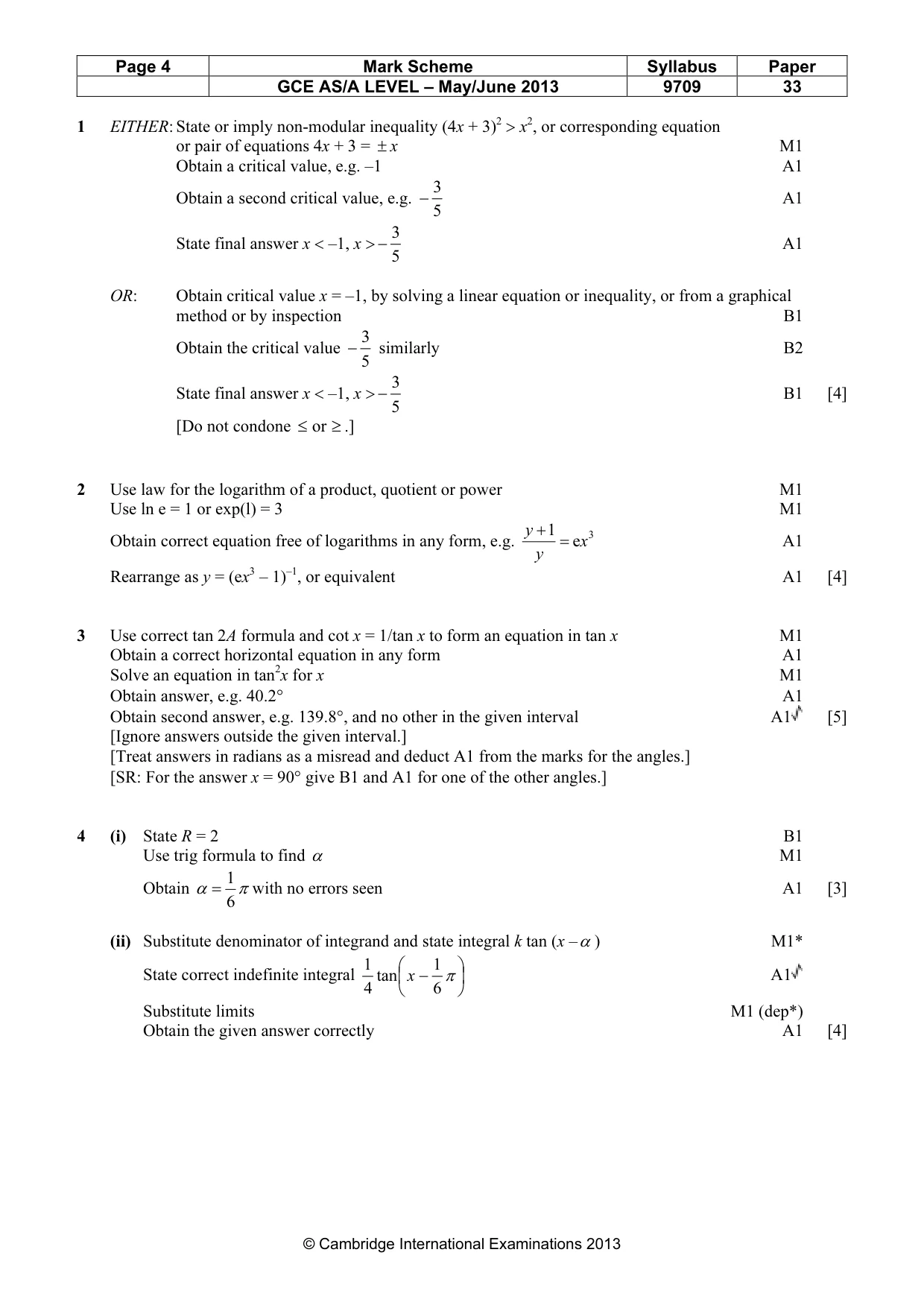 Mark scheme, page 4 of 7