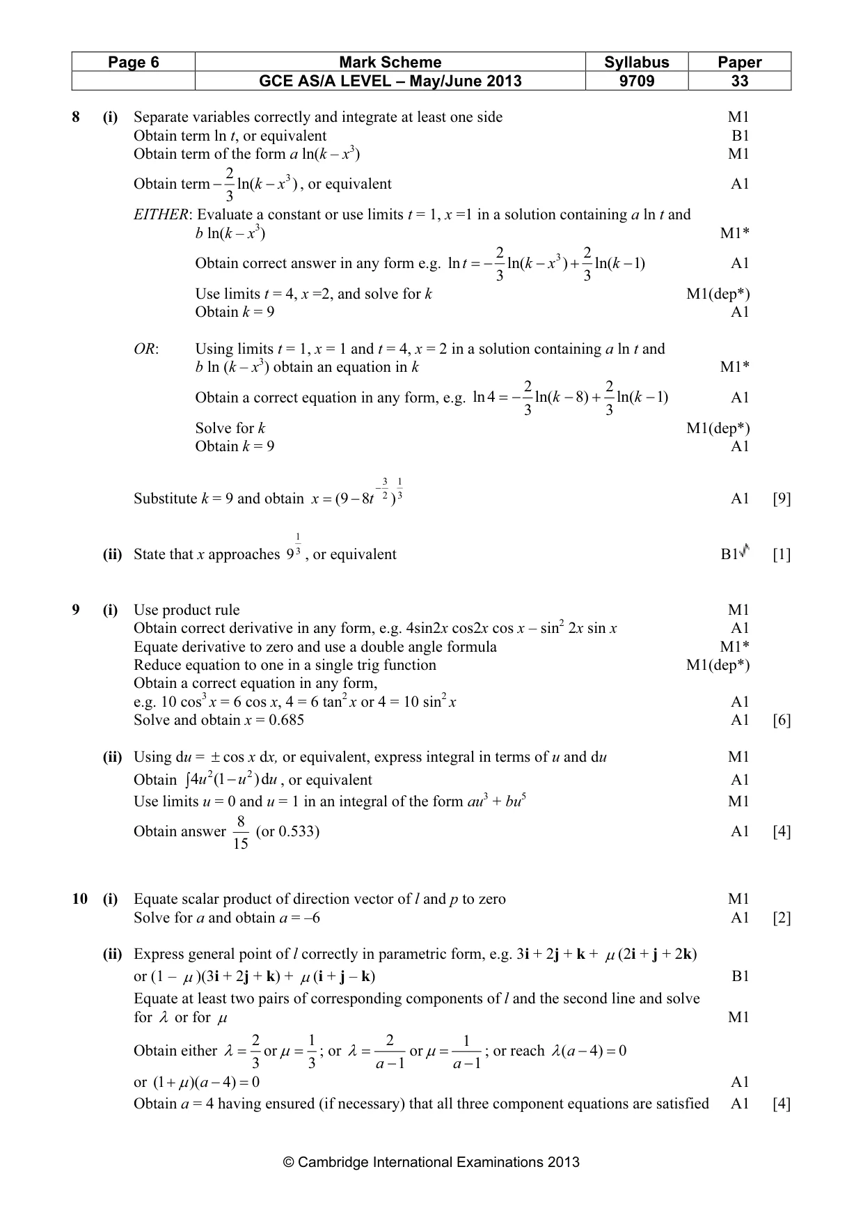Mark scheme, page 6 of 7