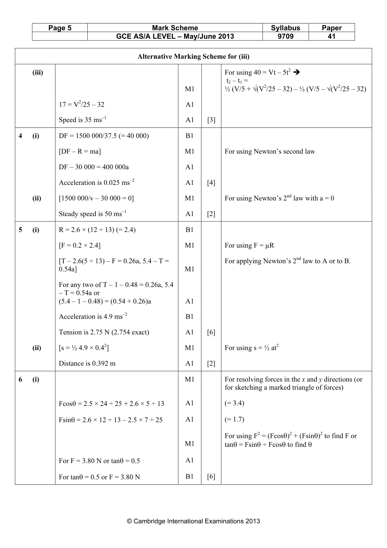 Mark scheme, page 5 of 6