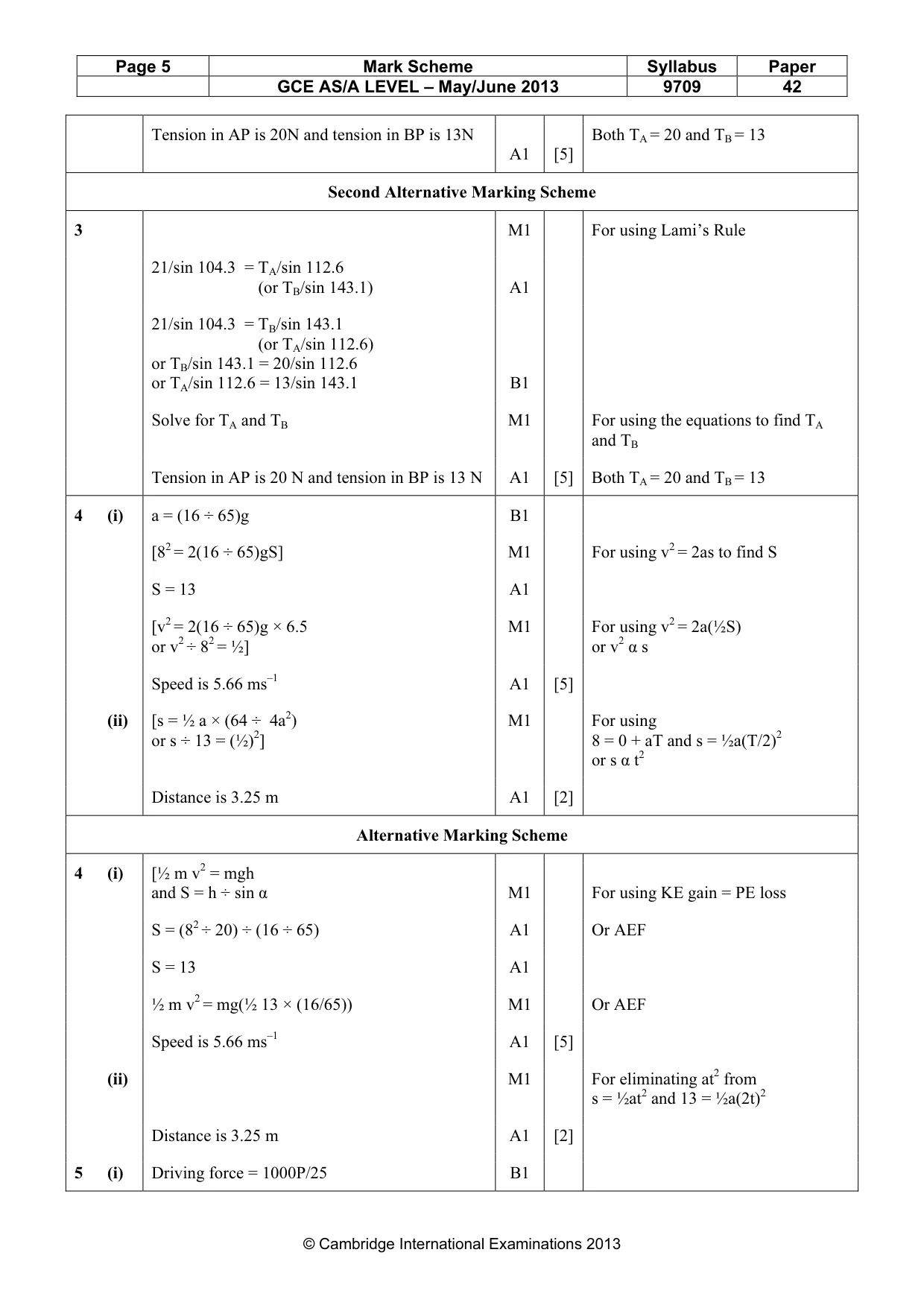 Mark scheme, page 5 of 7