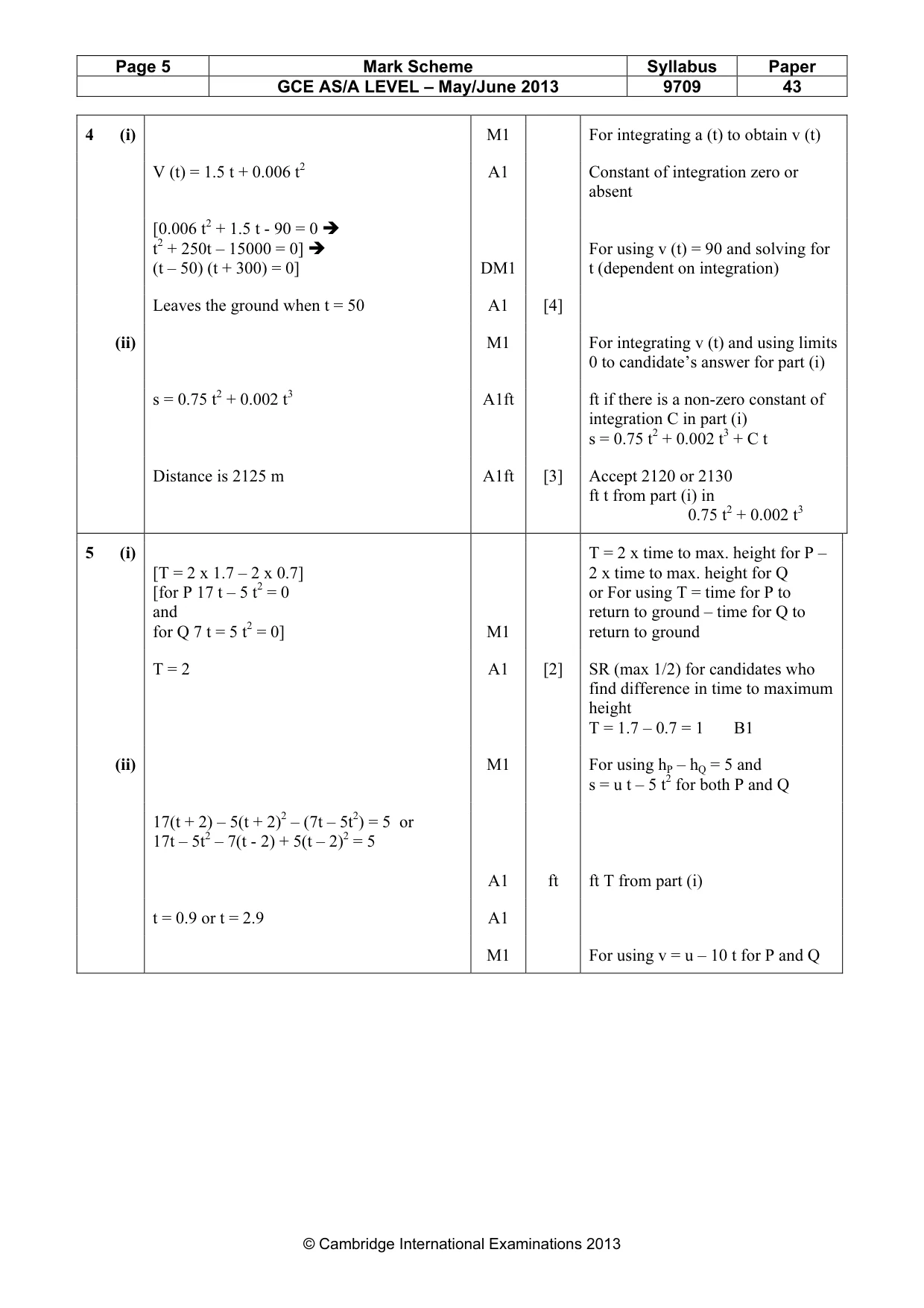 Mark scheme, page 5 of 7