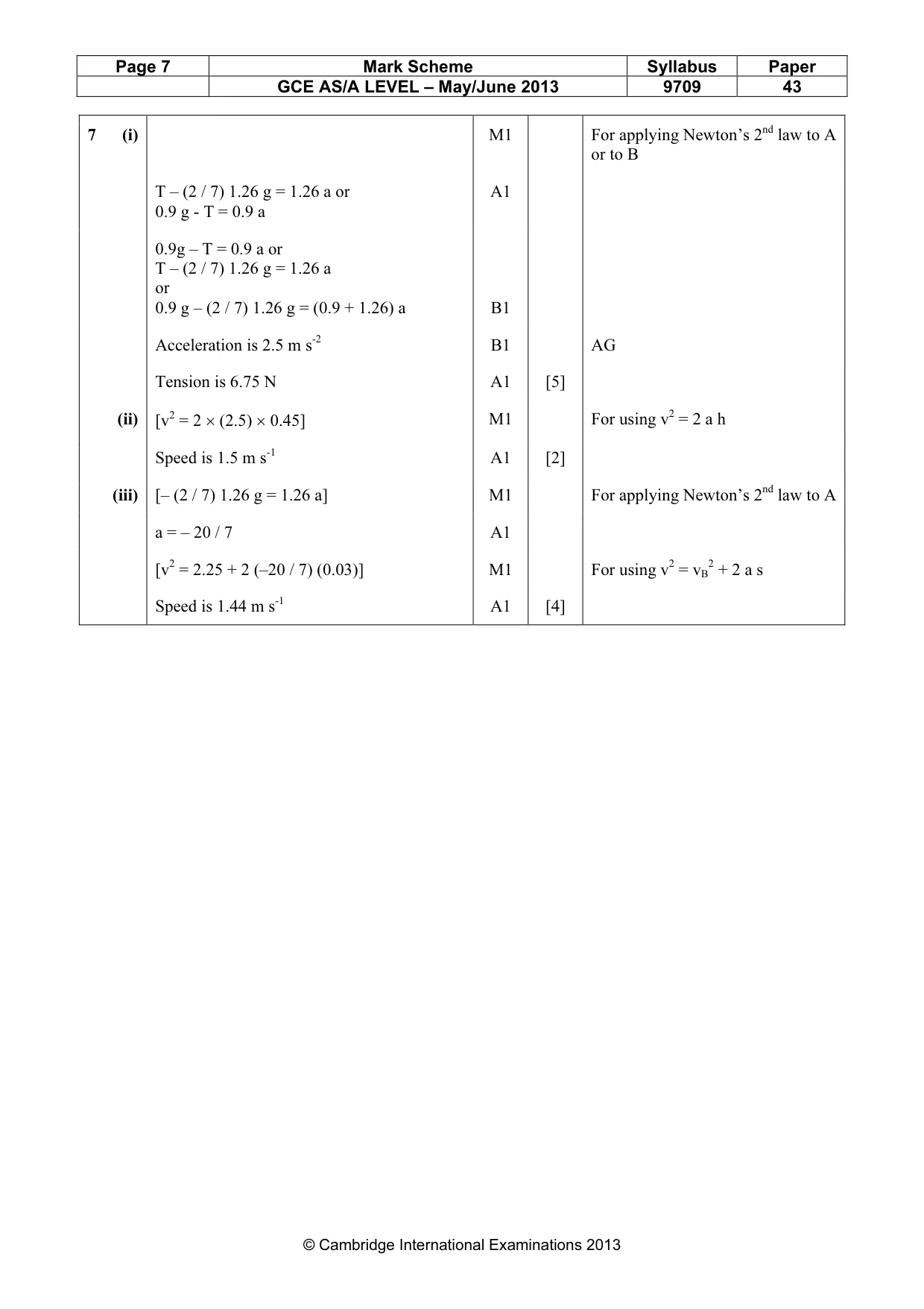 Mark scheme, page 7 of 7