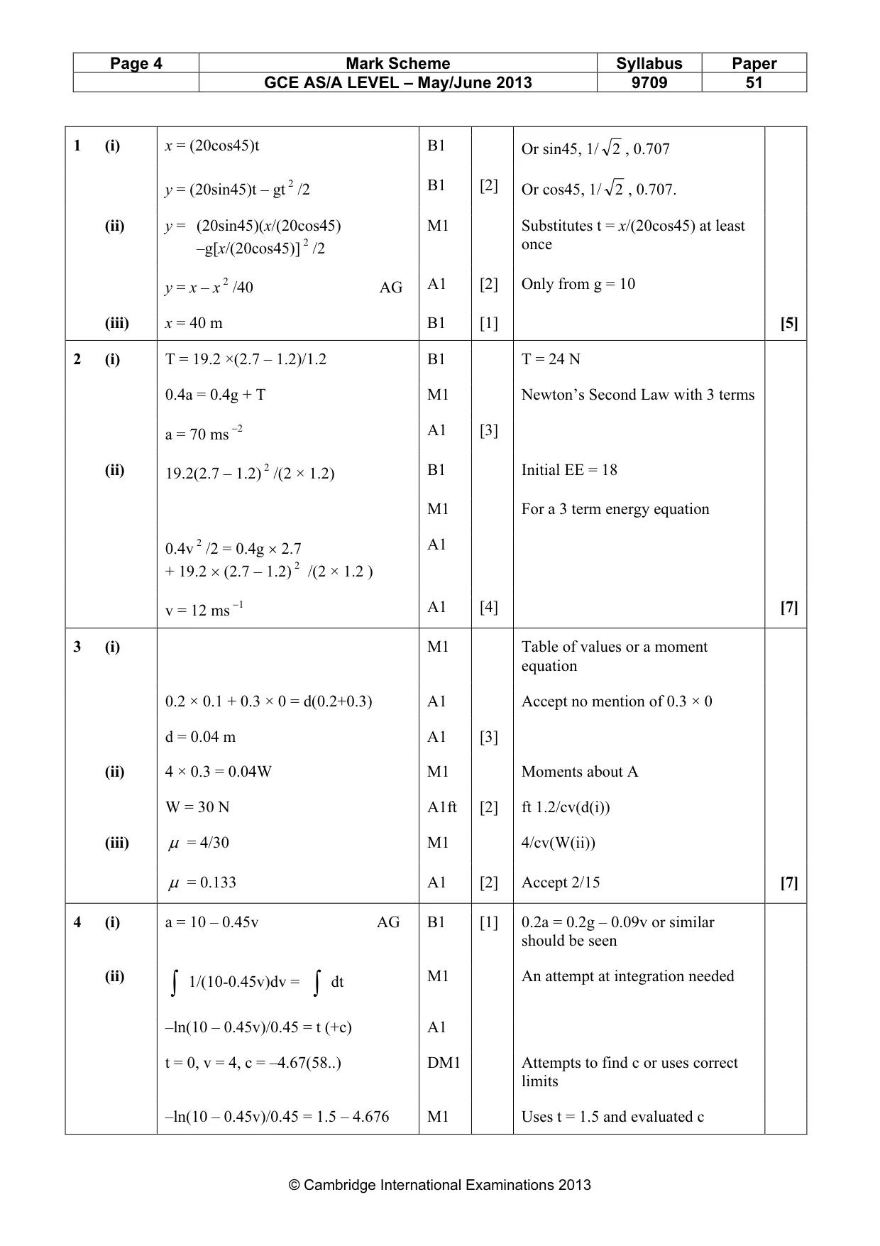 Mark scheme, page 4 of 6