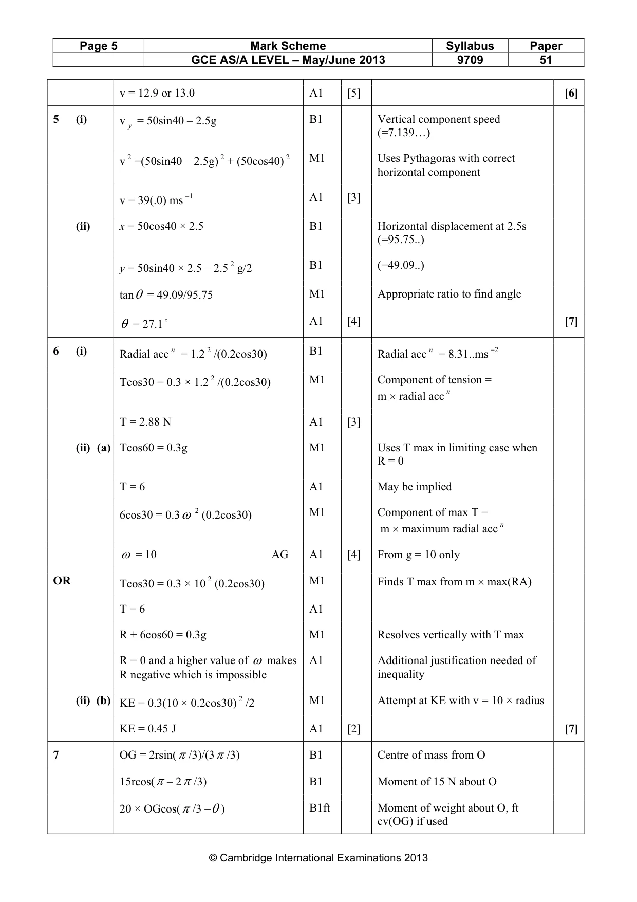 Mark scheme, page 5 of 6