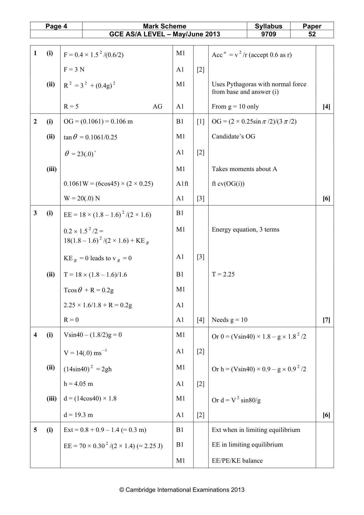 Mark scheme, page 4 of 6