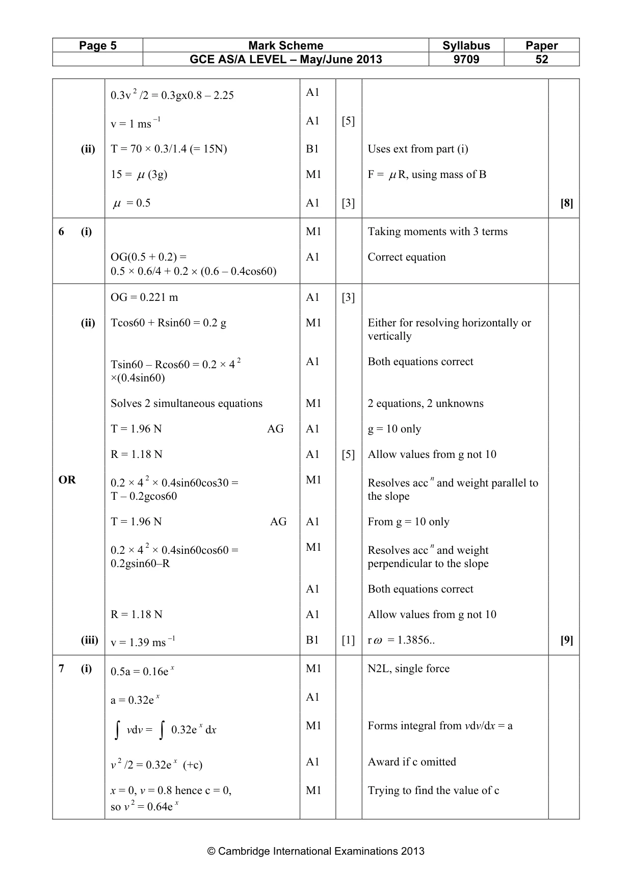Mark scheme, page 5 of 6